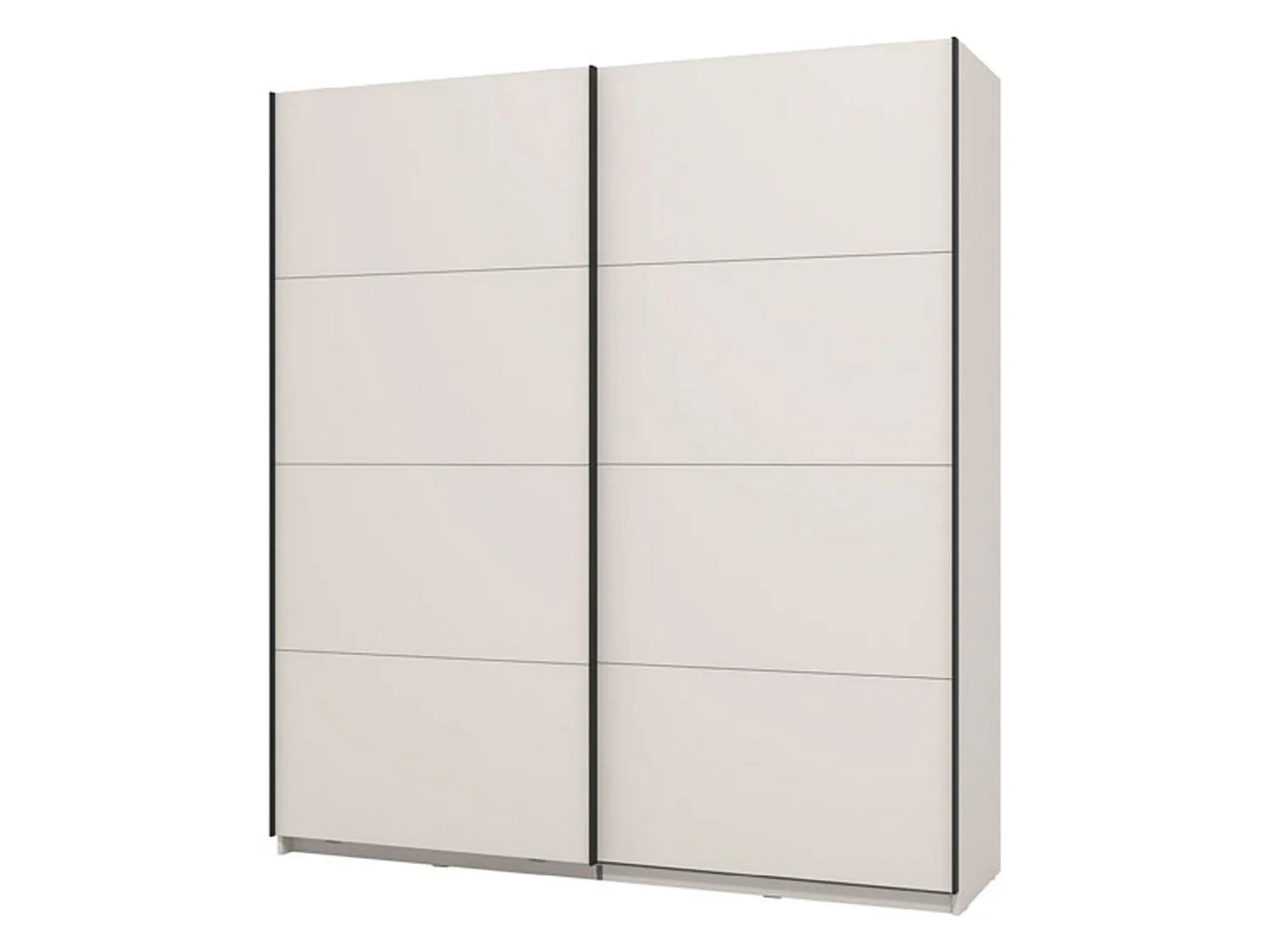 Großer Kleiderschrank Cariano, 2 Böden, 195x218h cm Weiß Matt, Schlafzimmer, Kleiderstange, 2 Türen