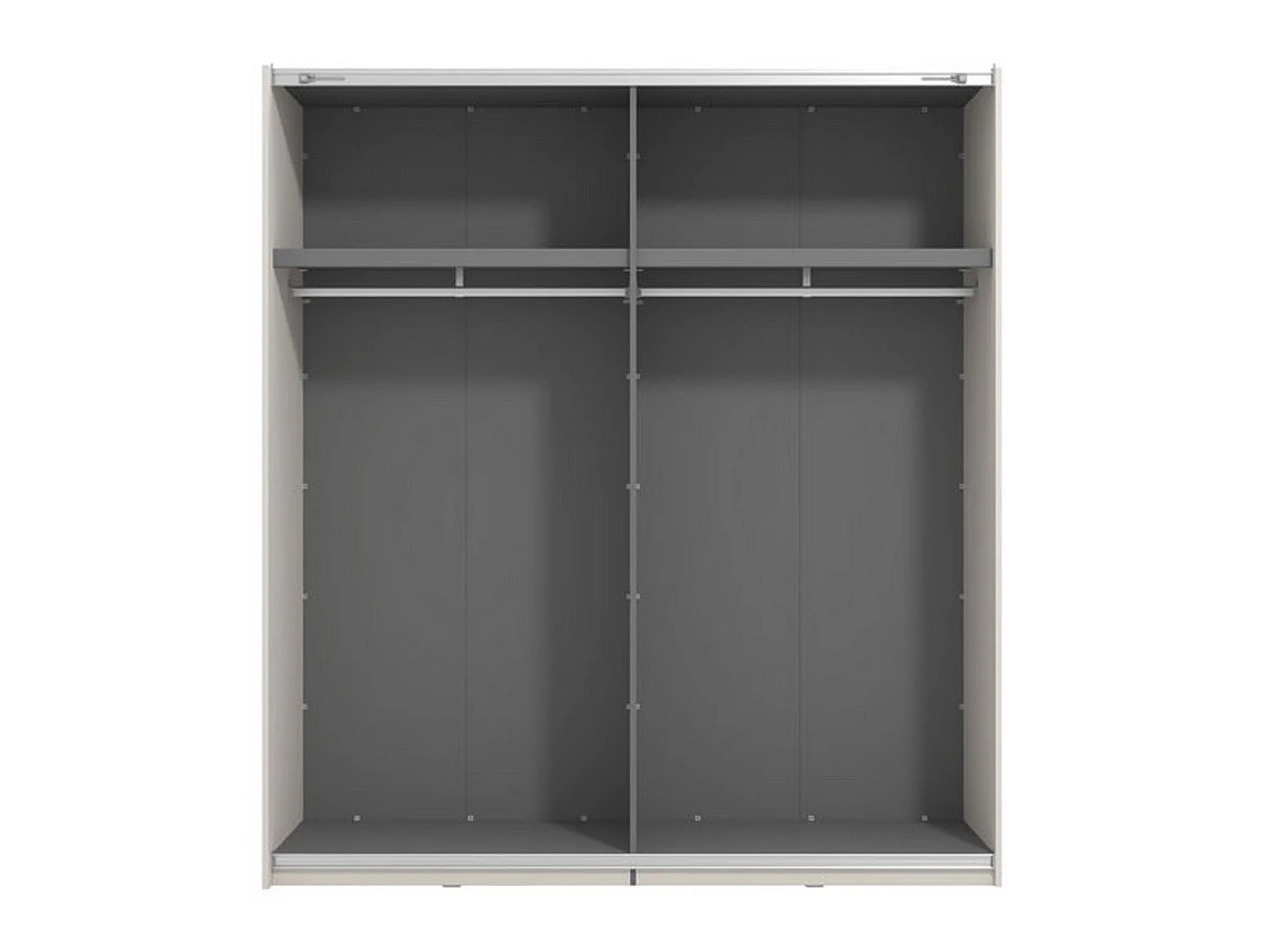 Großer Kleiderschrank Cariano, 2 Böden, 195x218h cm Weiß Matt, Schlafzimmer, Kleiderstange, 2 Türen