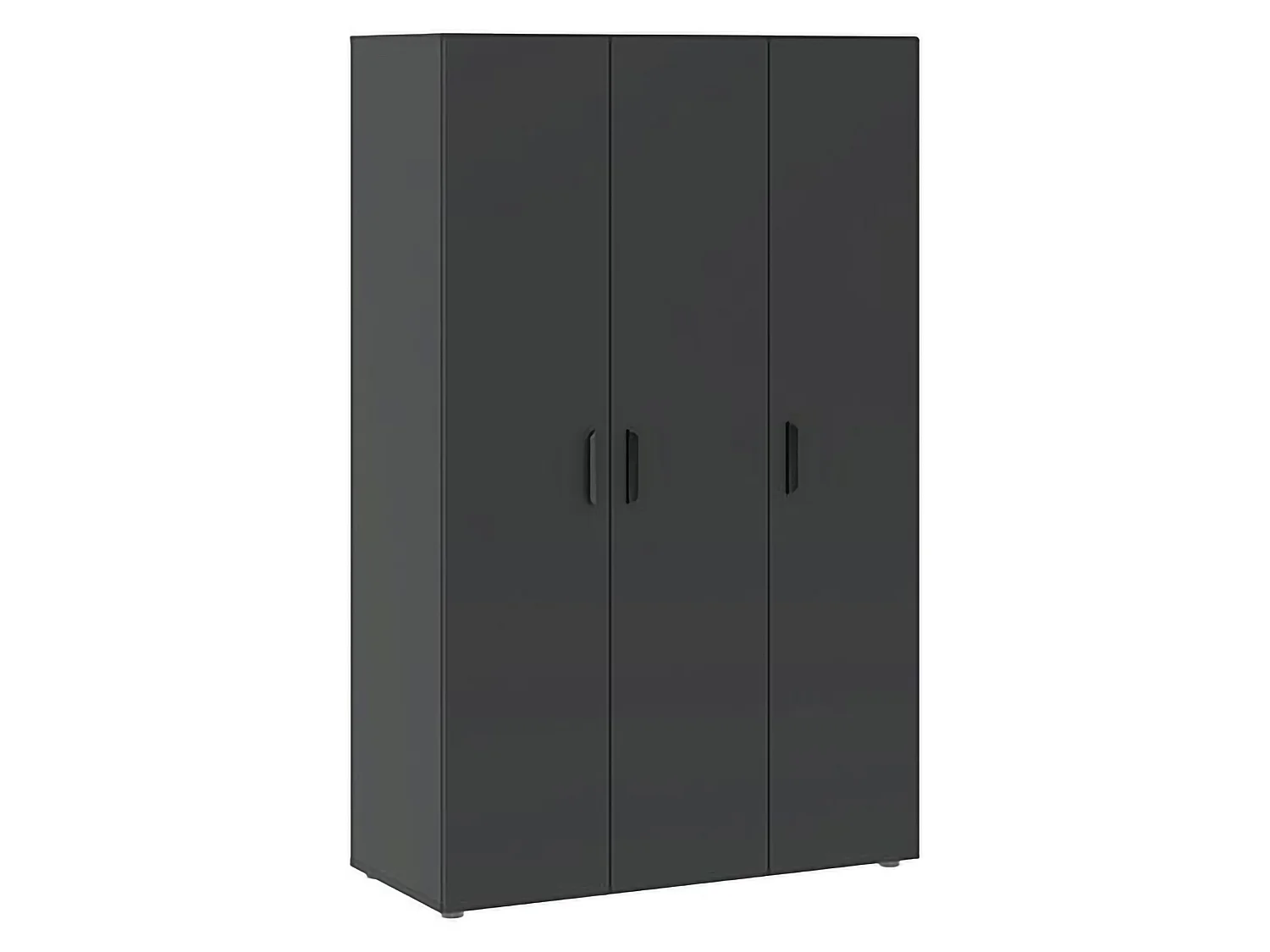 Garde-robe 3 Portes Pettineo, Portemanteau, 111x52 cm Noir Anthracite, Armoire Chambre, 4 Étagères, 3 Portes