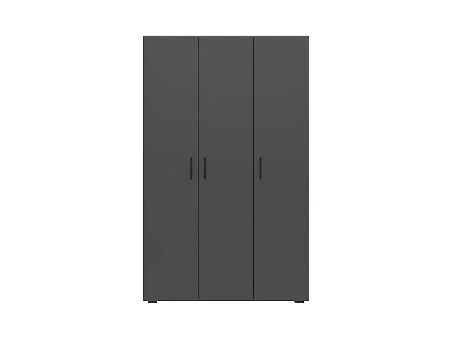 Garde-robe 3 Portes Pettineo, Portemanteau, 111x52 cm Noir Anthracite, Armoire Chambre, 4 Étagères, 3 Portes