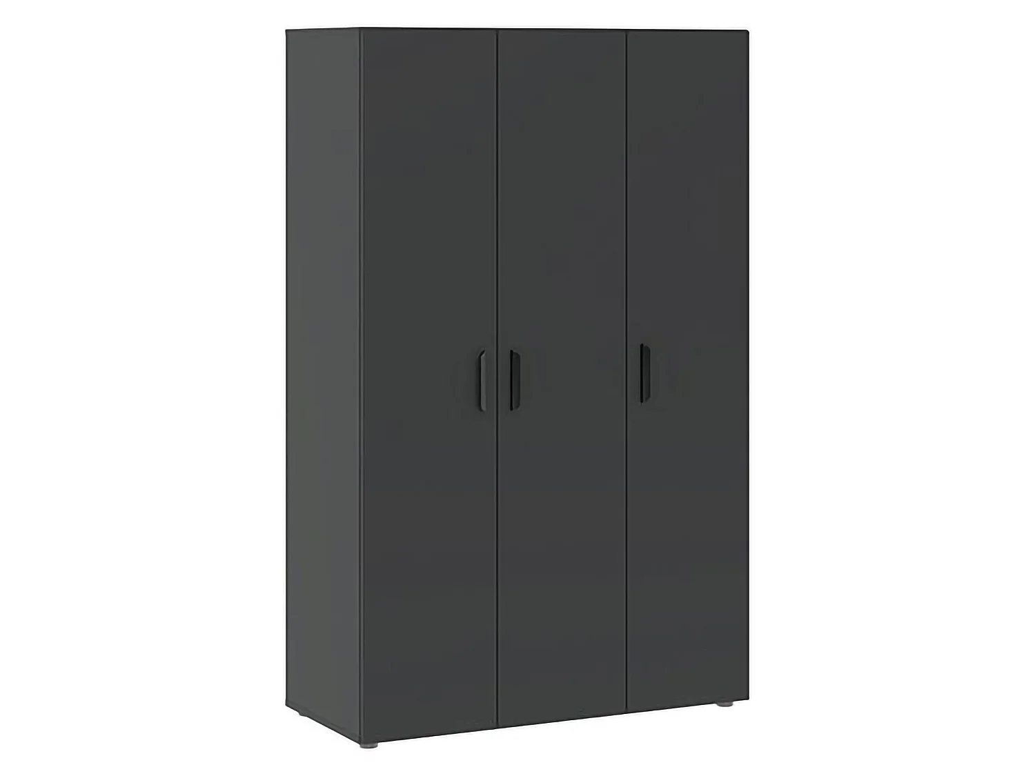 Guardaroba 3 Ante Pettineo, Appendiabiti, 111x52 cm Nero Antracite, Armadio Camera da Letto, 4 Ripiani, 3 Ante