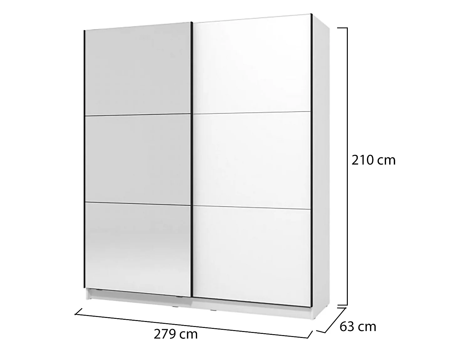 Guardaroba Grande Verzino, Appendiabiti, 179x210h cm Bianco, Armadio Camera da Letto, 5 Ripiani, 2 Ante