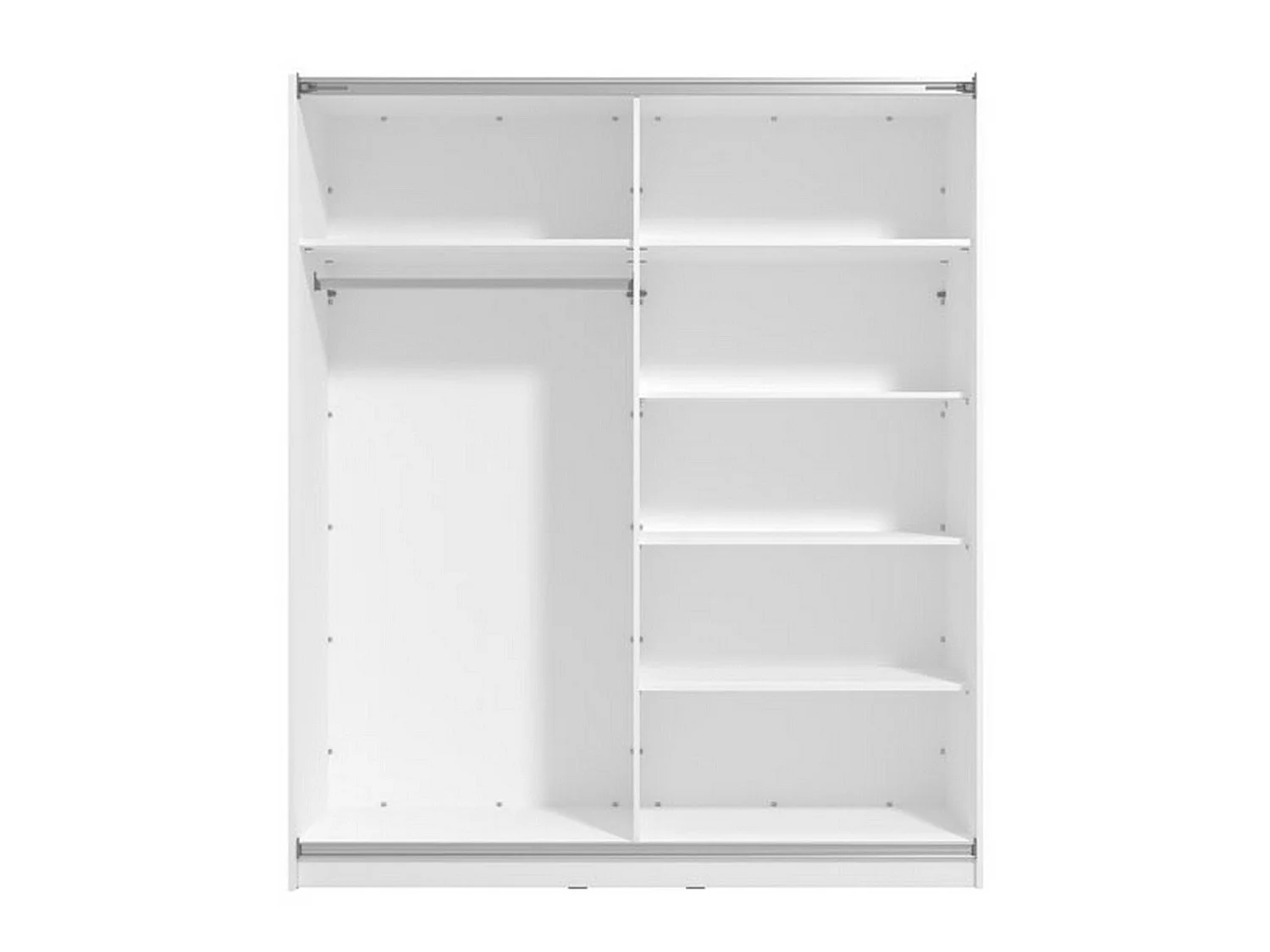 Guardaroba Grande Verzino, Appendiabiti, 179x210h cm Bianco, Armadio Camera da Letto, 5 Ripiani, 2 Ante