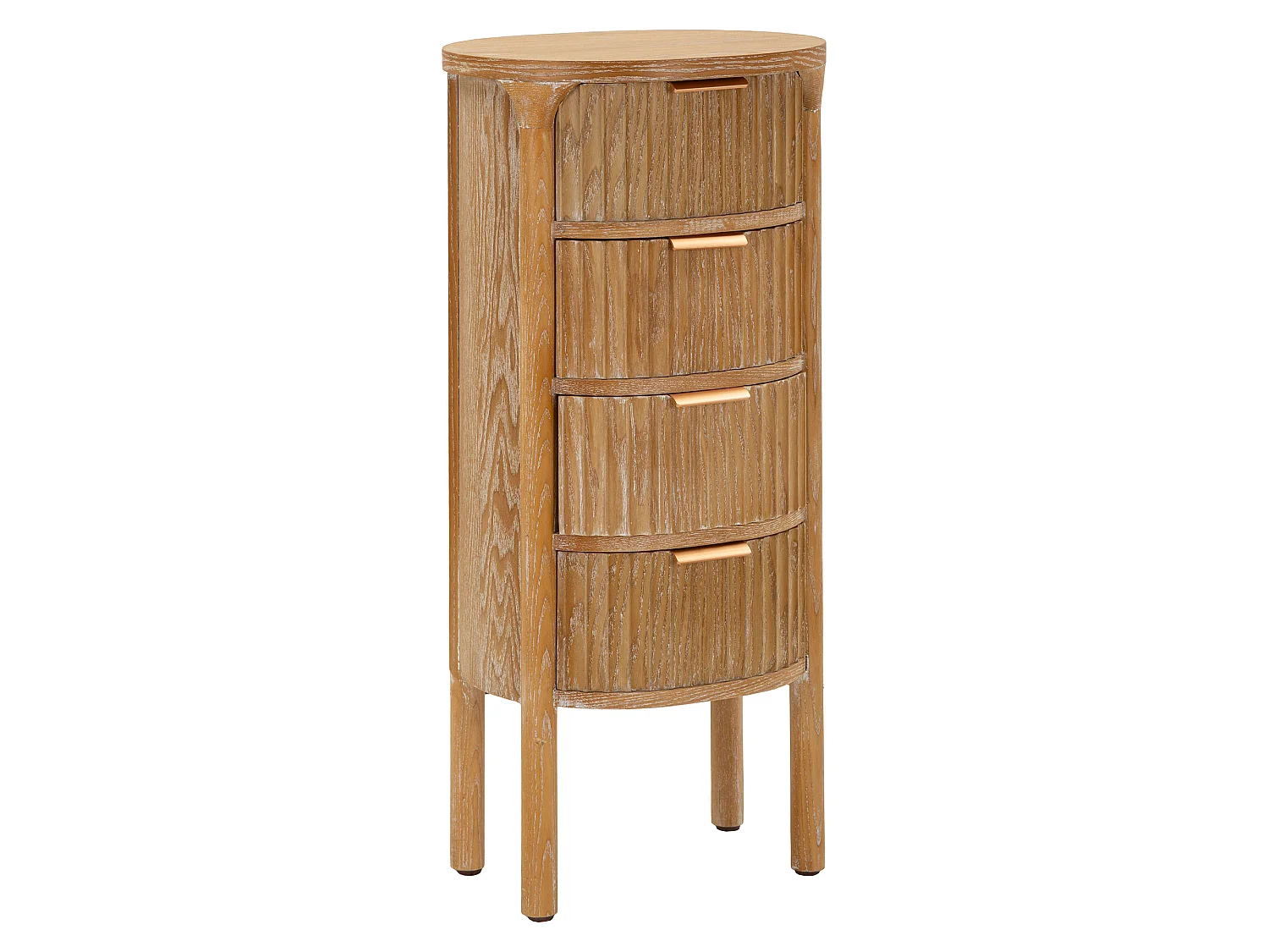 Commode Falisa, 4 tiroirs, 38x34x82h cm marron cerisier, effet vieilli, ouverture coulissante