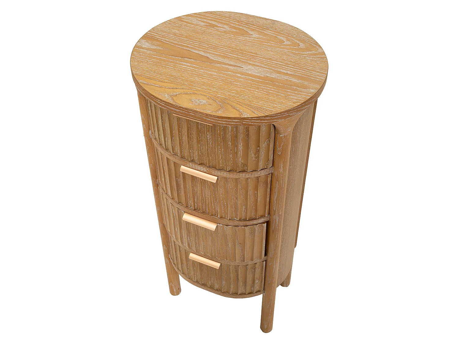 Commode Falisa, 4 tiroirs, 38x34x82h cm marron cerisier, effet vieilli, ouverture coulissante