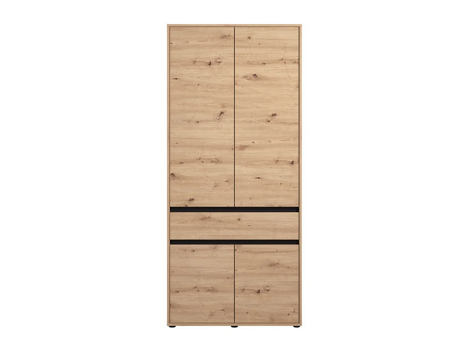 Großer Kleiderschrank Vimercati, 3 Einlegeböden, 93x211h cm in Eichenbraun, Schlafzimmer-Schrank, Kleiderstange, Flügeltüren