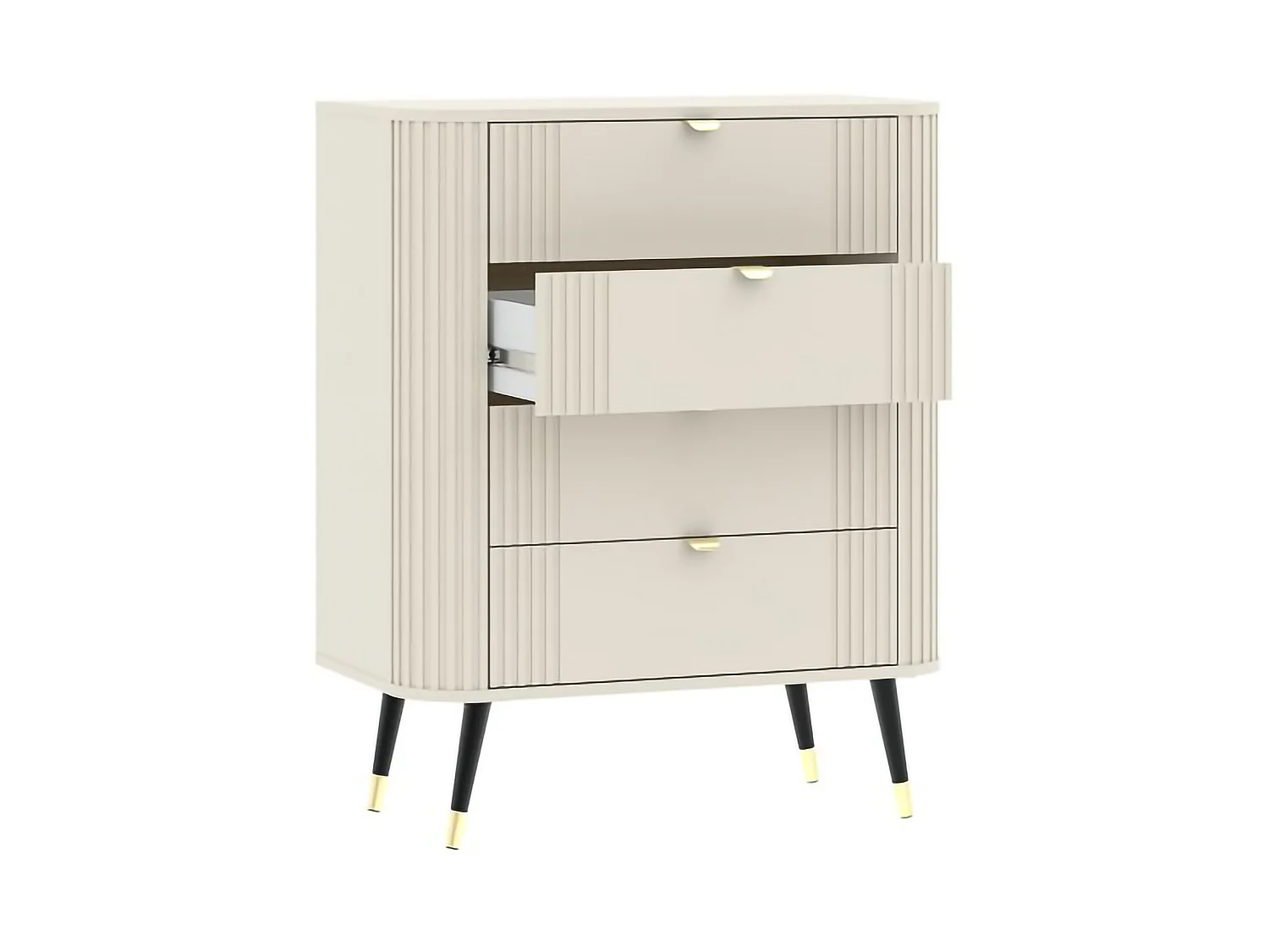 Commode Lanoha, 4 tiroirs, 78x40x98h cm Beige Cashmere, ouverture coulissante, fermeture coulissante