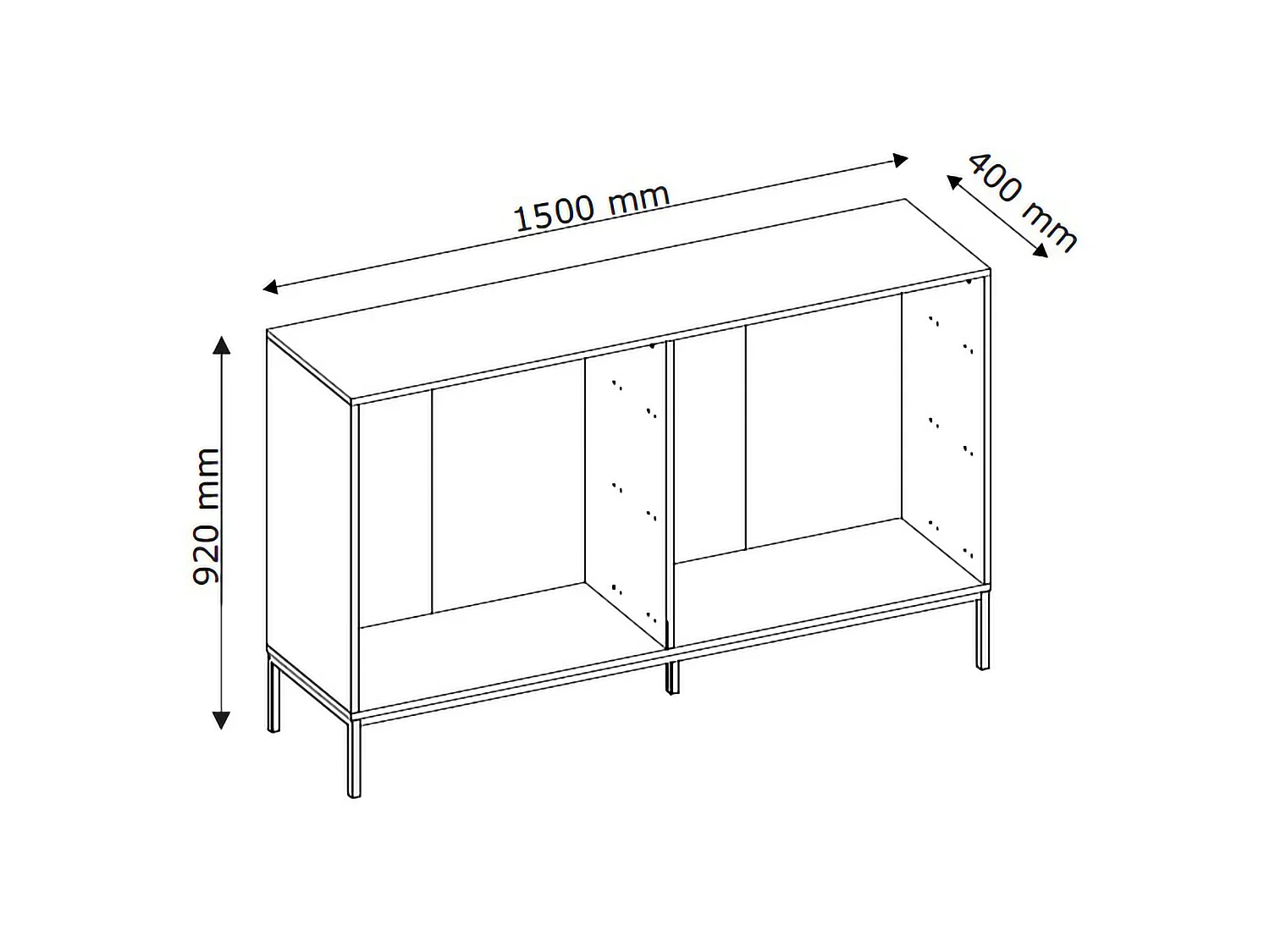 Commode Laniti, 4 Tiroirs, 150x40x92h cm Beige Cachemire, Ouverture Coulissante, Fermeture Soft Close
