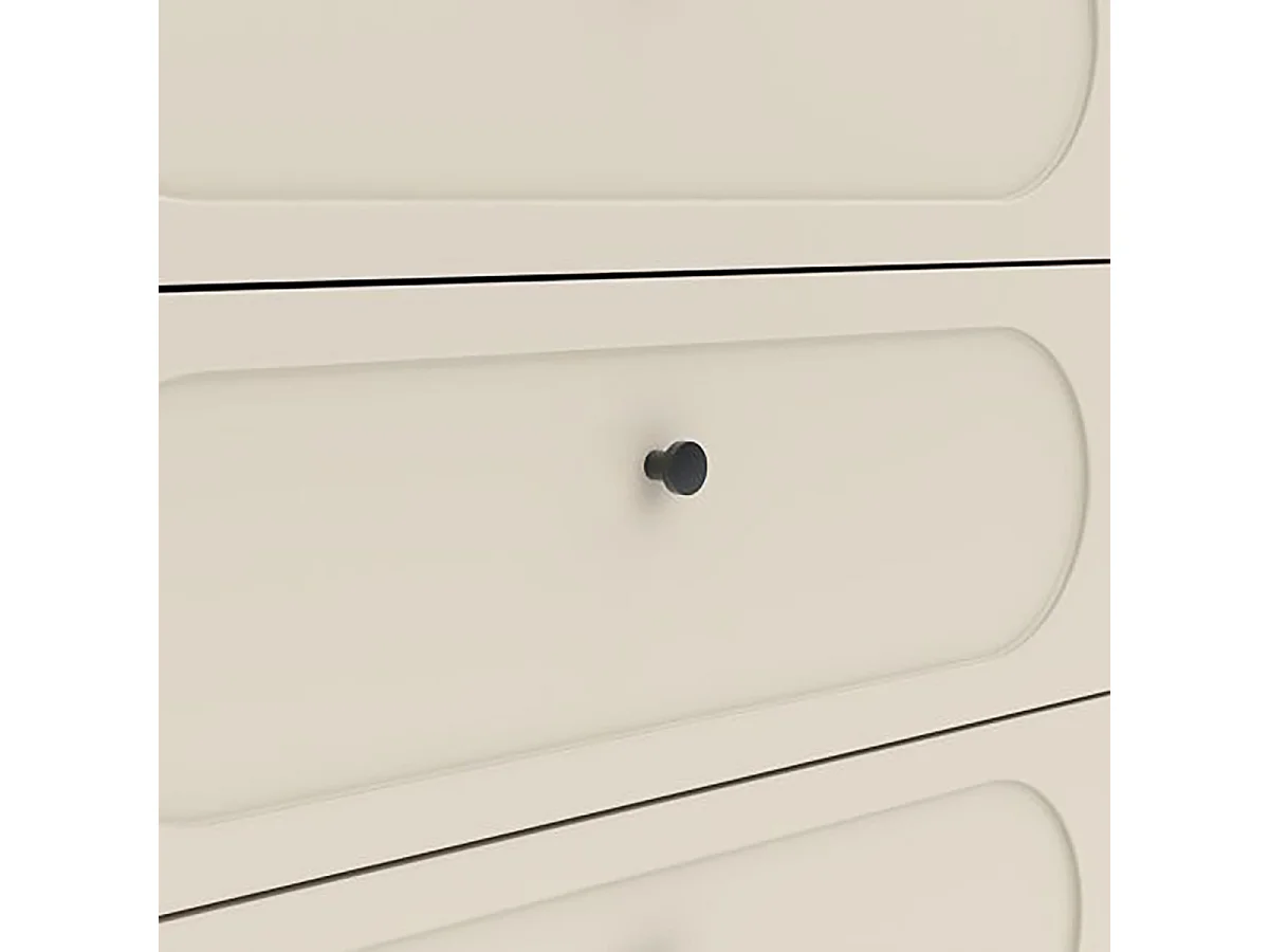 Commode Laniti, 4 Tiroirs, 150x40x92h cm Beige Cachemire, Ouverture Coulissante, Fermeture Soft Close