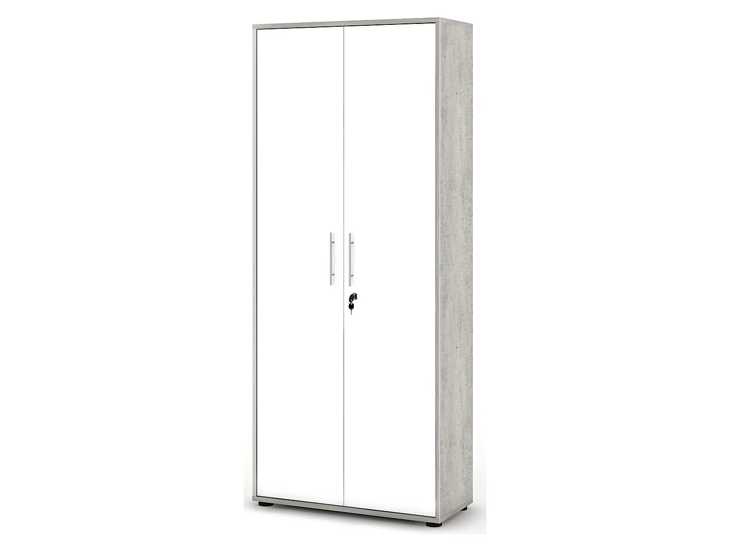 Armadio Multiuso 2 Ante Saponara, 4 Ripiani, 79x188h cm Grigio Cemento, 2 Ante, 5 Vani
