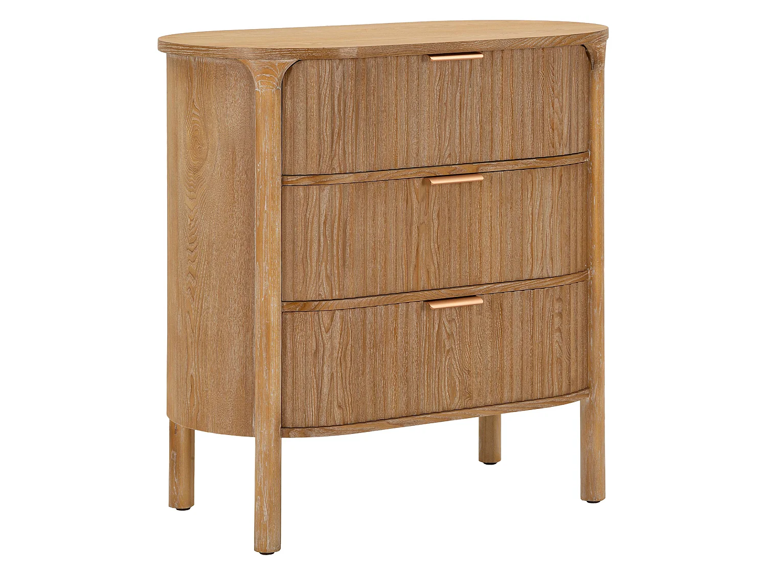 Commode Fama, 3 tiroirs, 81x47x82h cm Marron Cerisier, Effet Vieilli, Ouverture Coulissante