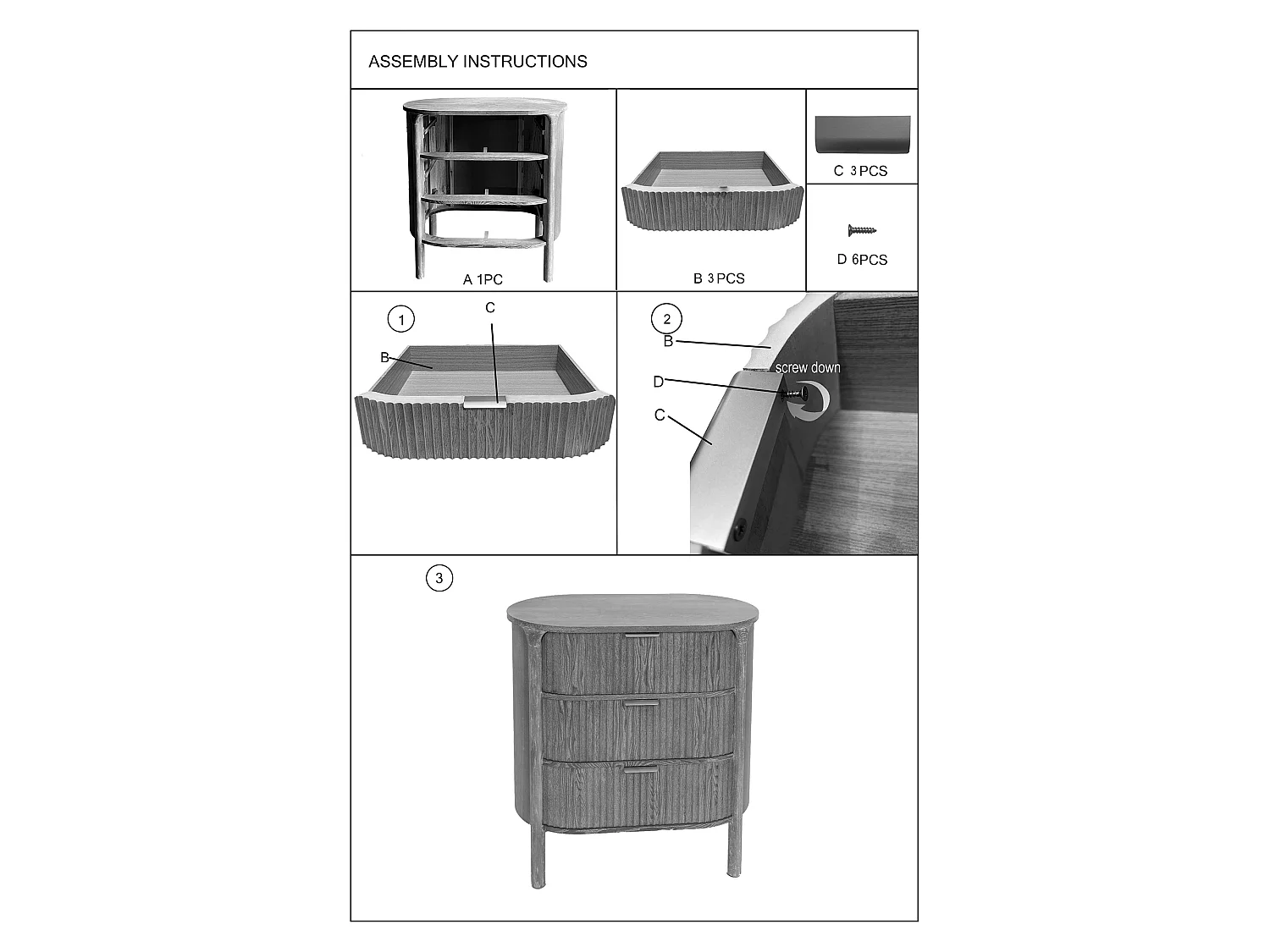 Commode Fama, 3 tiroirs, 81x47x82h cm Marron Cerisier, Effet Vieilli, Ouverture Coulissante