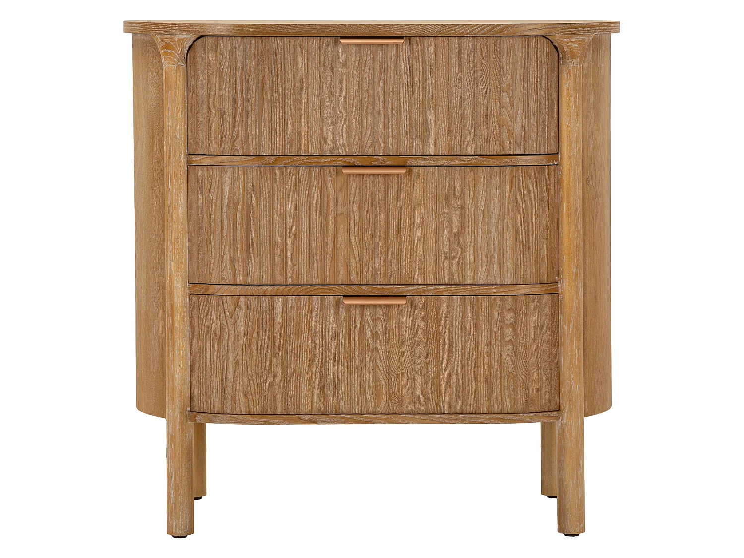 Commode Fama, 3 tiroirs, 81x47x82h cm Marron Cerisier, Effet Vieilli, Ouverture Coulissante