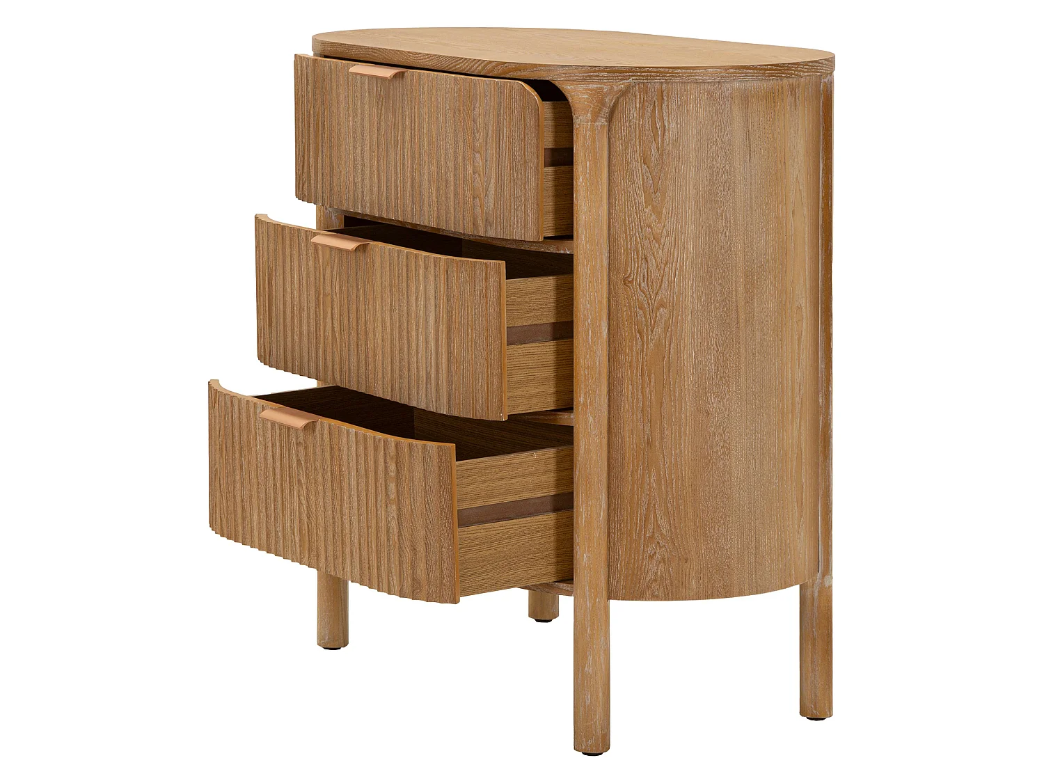 Commode Fama, 3 tiroirs, 81x47x82h cm Marron Cerisier, Effet Vieilli, Ouverture Coulissante