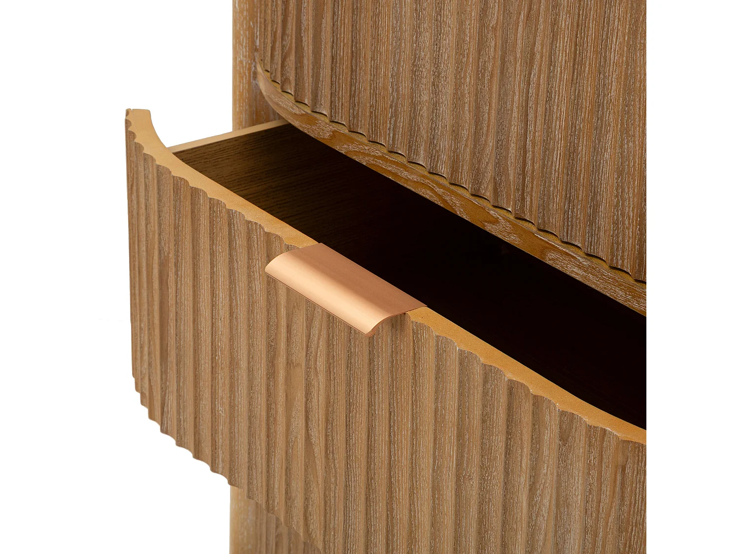 Commode Fama, 3 tiroirs, 81x47x82h cm Marron Cerisier, Effet Vieilli, Ouverture Coulissante