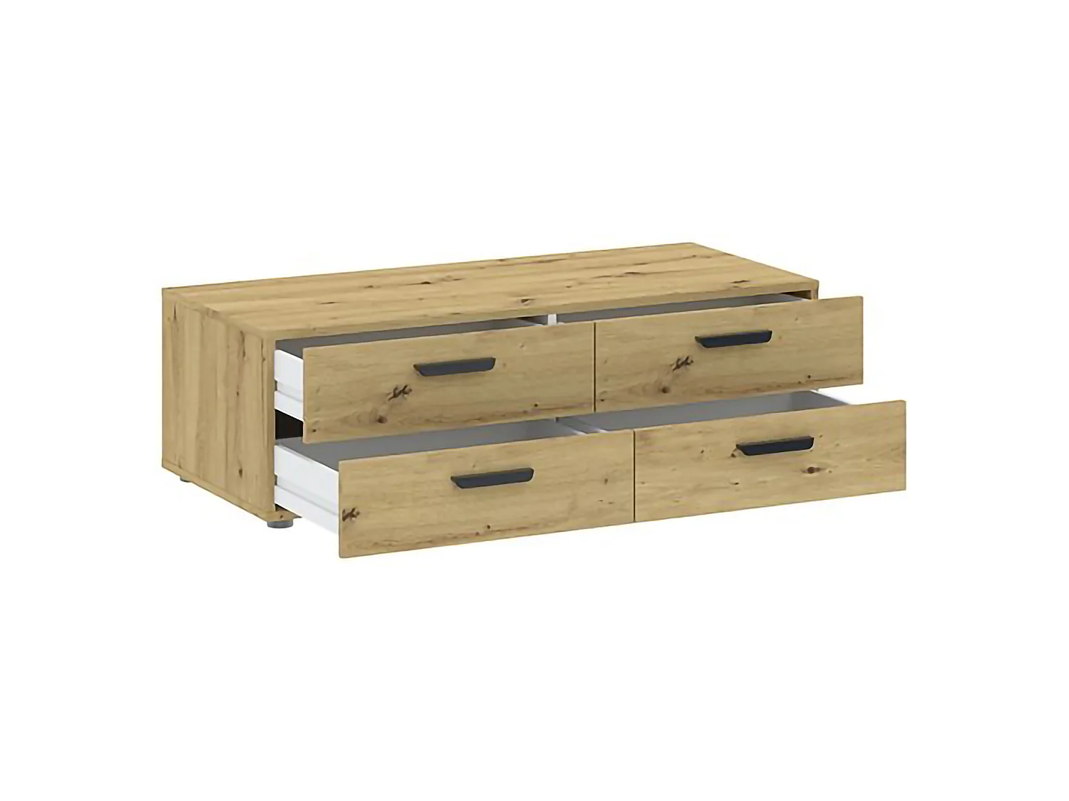 Kommode Gignod, 4 Schubladen, 111x52x35h cm, Eiche Braun, Knoten, Schiebetüröffnung, Schließsystem