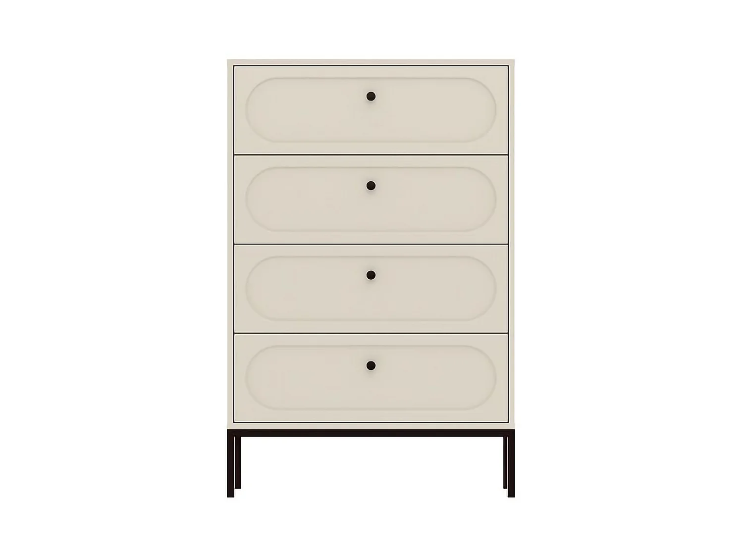 Commode Lanesaro, 4 tiroirs, 76x40x116h cm Beige Cachemire, Ouverture Coulissante, Fermeture Soft Close