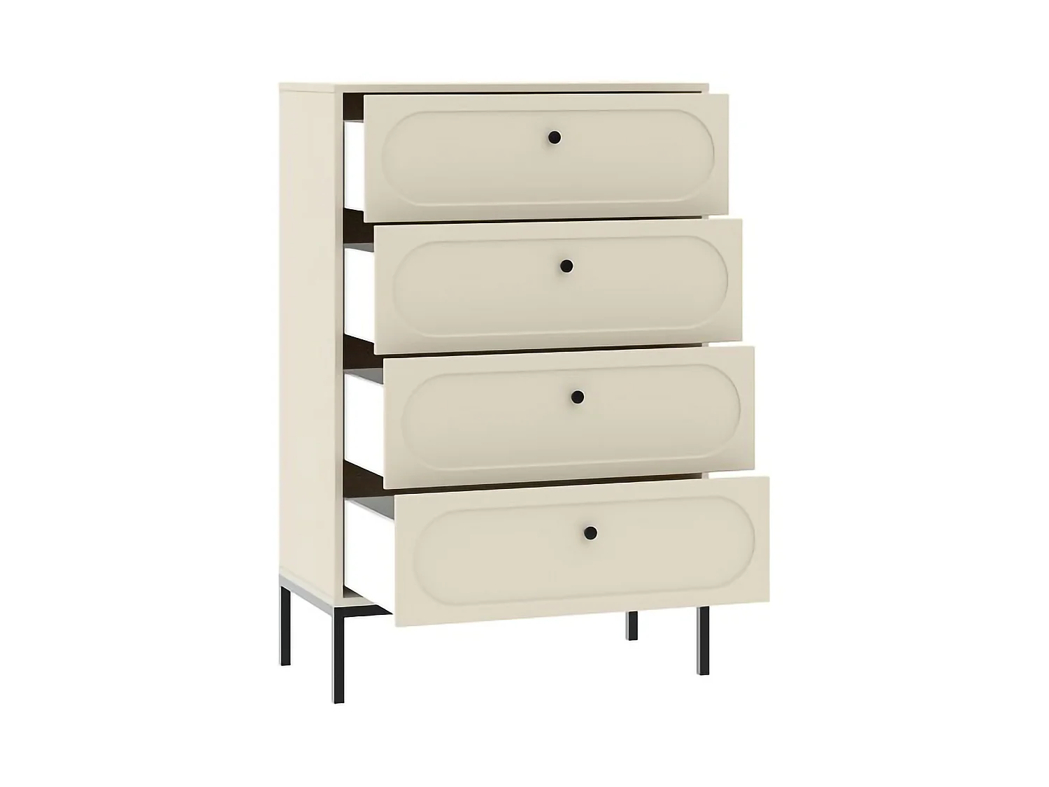 Commode Lanesaro, 4 tiroirs, 76x40x116h cm Beige Cachemire, Ouverture Coulissante, Fermeture Soft Close