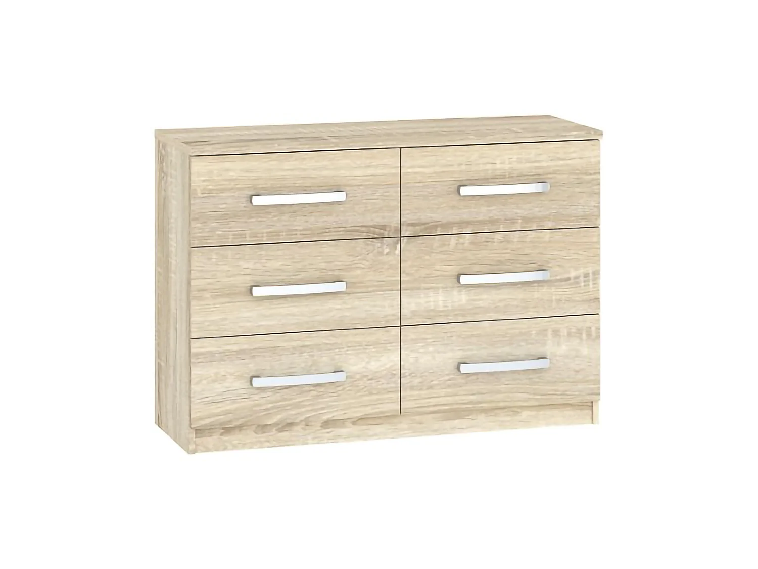 Commode Laganaro, 6 tiroirs, 112x43x79h cm Chêne Marron, Ouverture Coulissante, Fermeture Coulissante