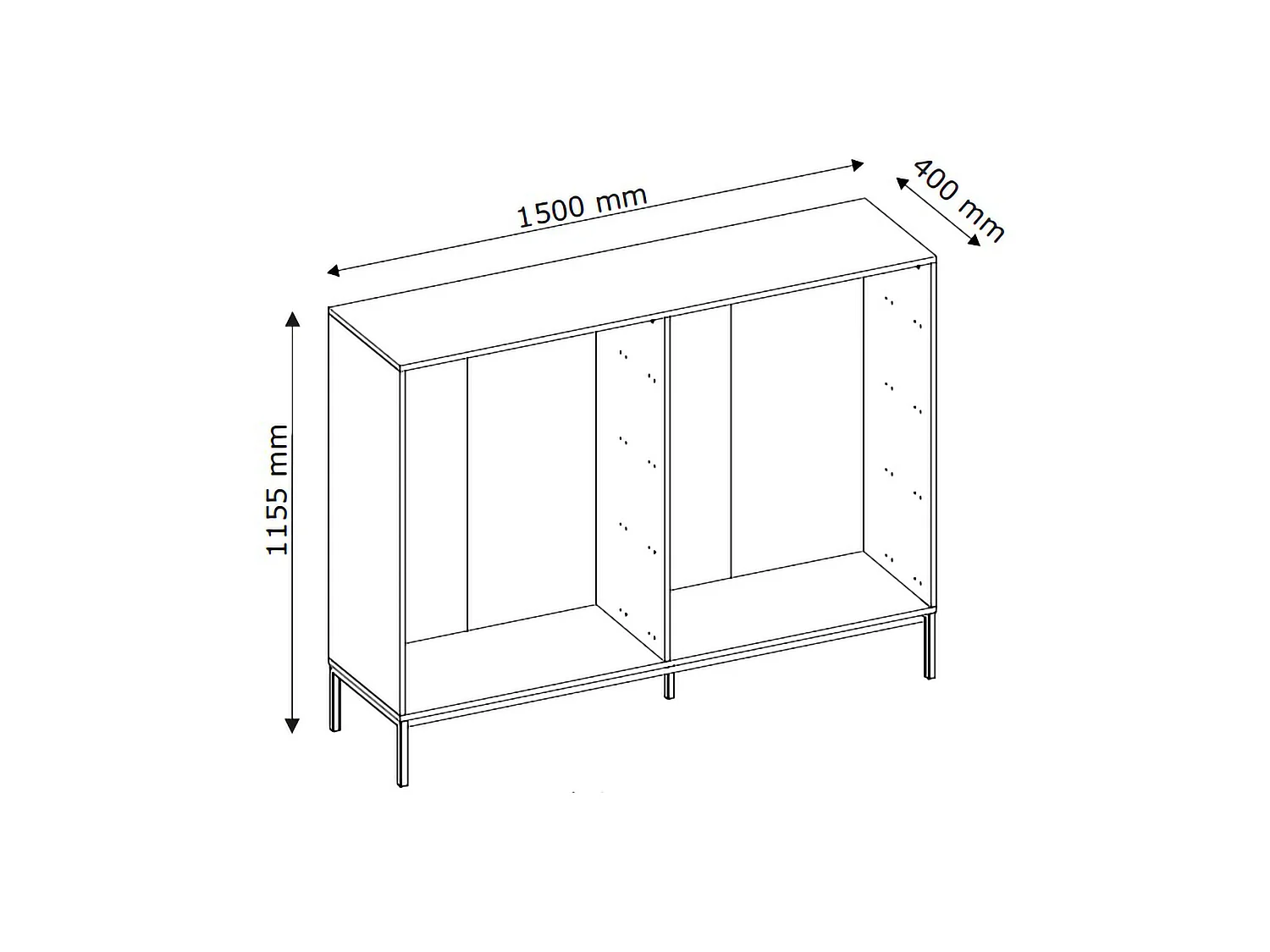 Cassettiera Laniva, 8 Cassetti, 150x40x116h cm Nero Antracite, Apertura Scorrevole, Chiusura Soft Close