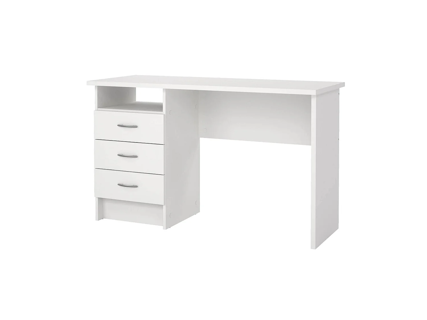 Bureau Andre, 3 lades, 120x48x73h cm wit, blad van gemelamineerd hout, kleur blad wit