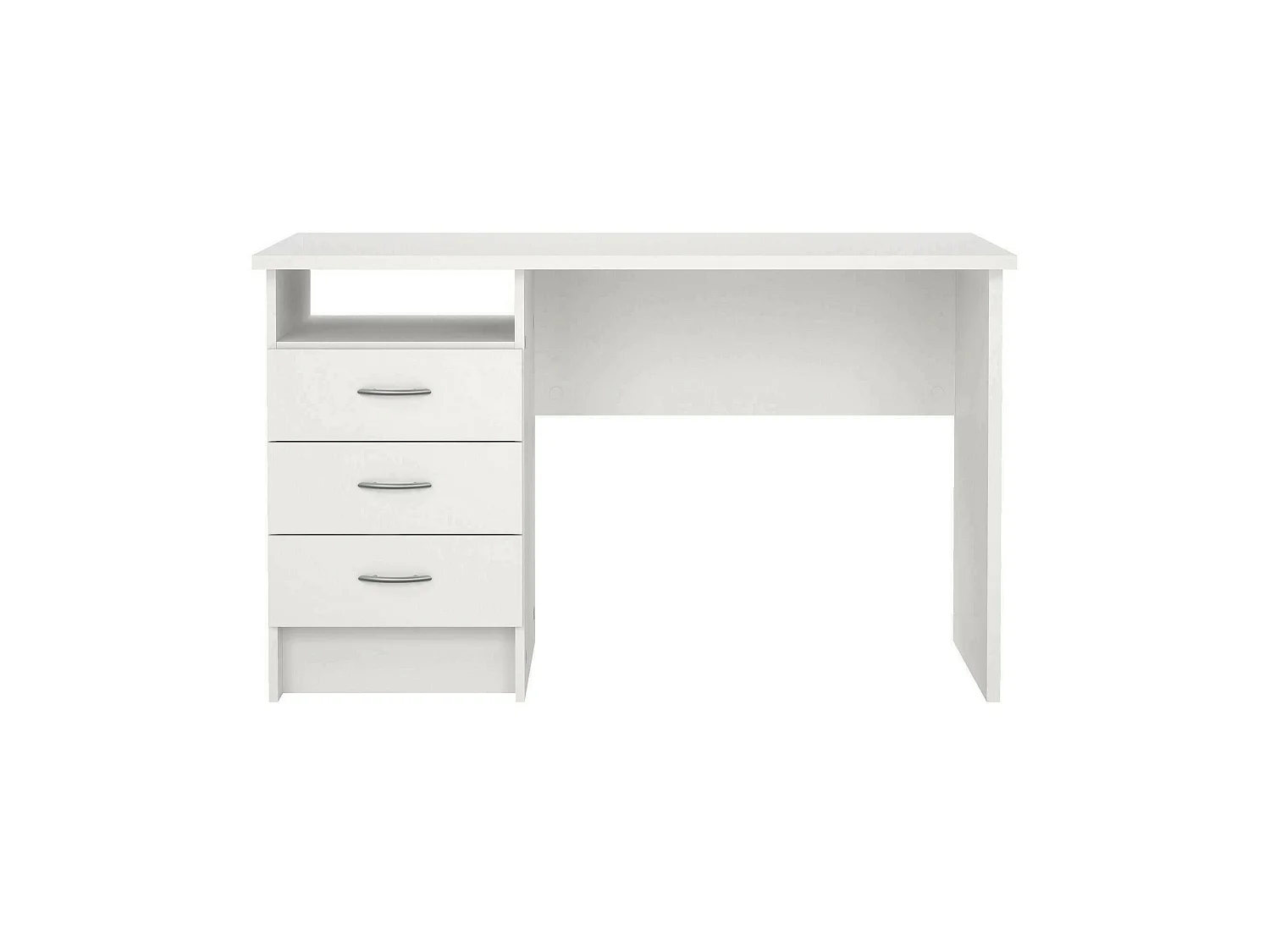 Bureau Andre, 3 lades, 120x48x73h cm wit, blad van gemelamineerd hout, kleur blad wit