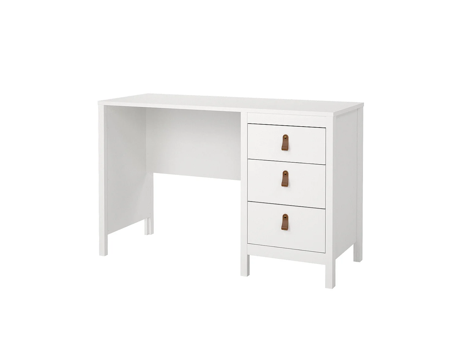 Escritorio Murjan, 3 cajones, 120x48x77h cm blanco, tablero en madera melaminada, color del estante blanco