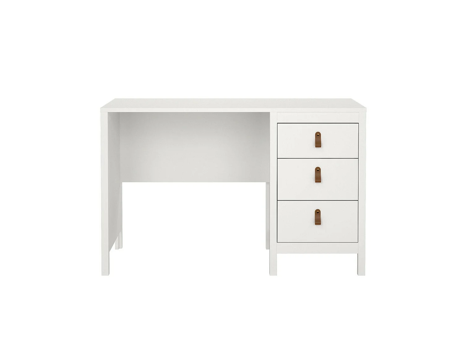 Escritorio Murjan, 3 cajones, 120x48x77h cm blanco, tablero en madera melaminada, color del estante blanco