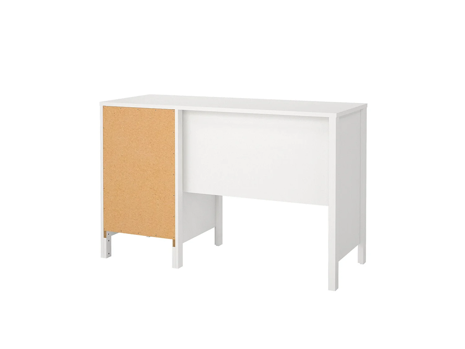 Escritorio Murjan, 3 cajones, 120x48x77h cm blanco, tablero en madera melaminada, color del estante blanco