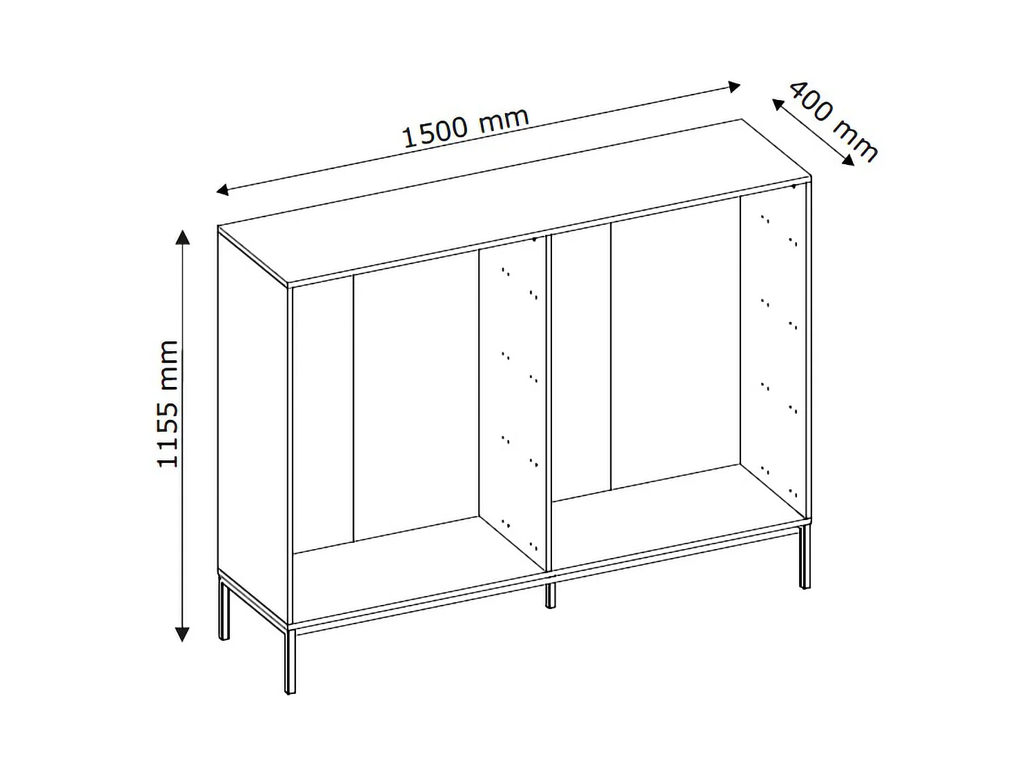 Commode Laniva, 4 tiroirs, 150x40x116h cm Beige Cachemire, ouverture coulissante, fermeture Soft Close