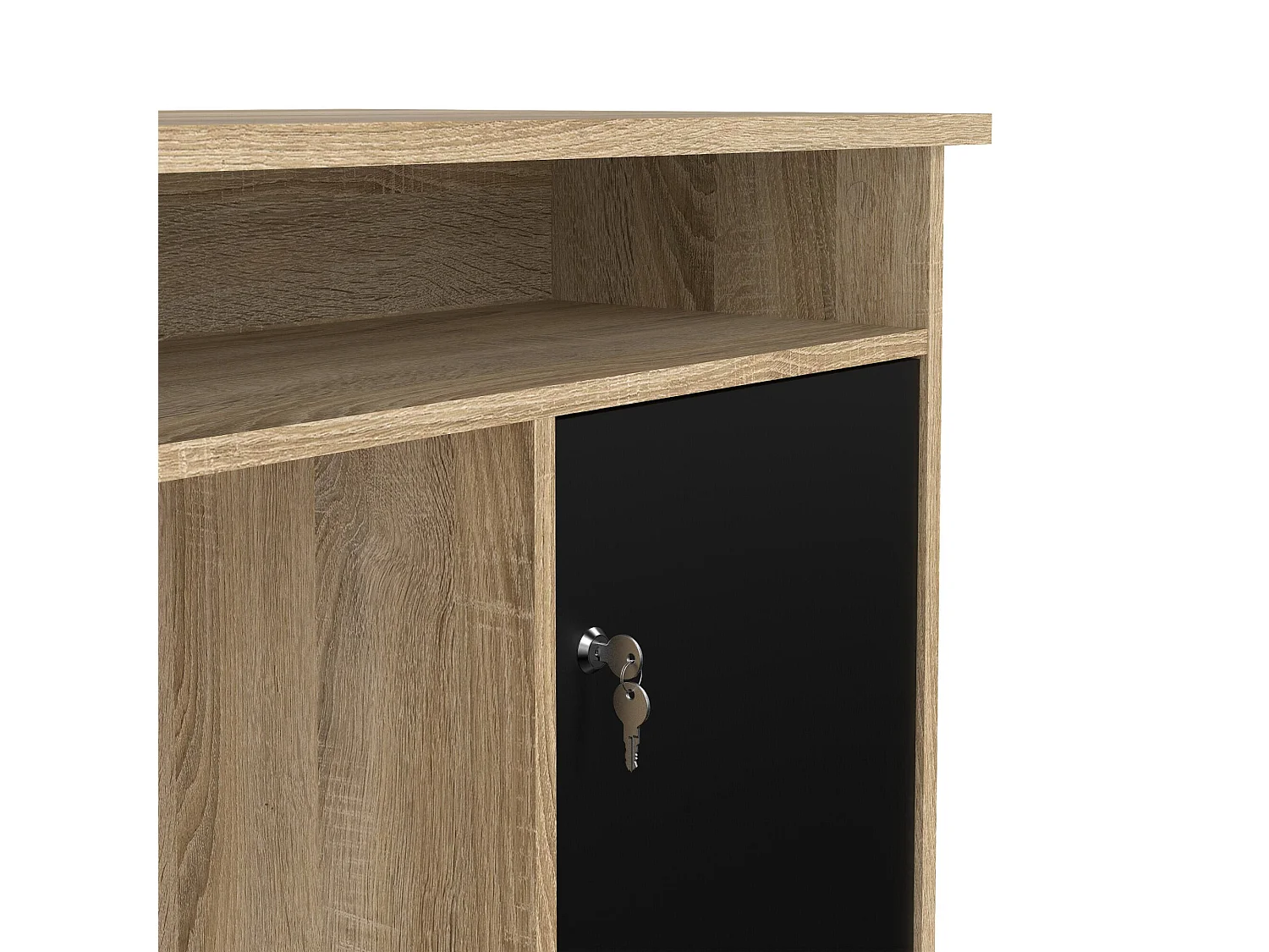 Bureau Shanshan, 3 laden, 126x55x76h cm eikenbruin, 1 deur, kleur blad bruin