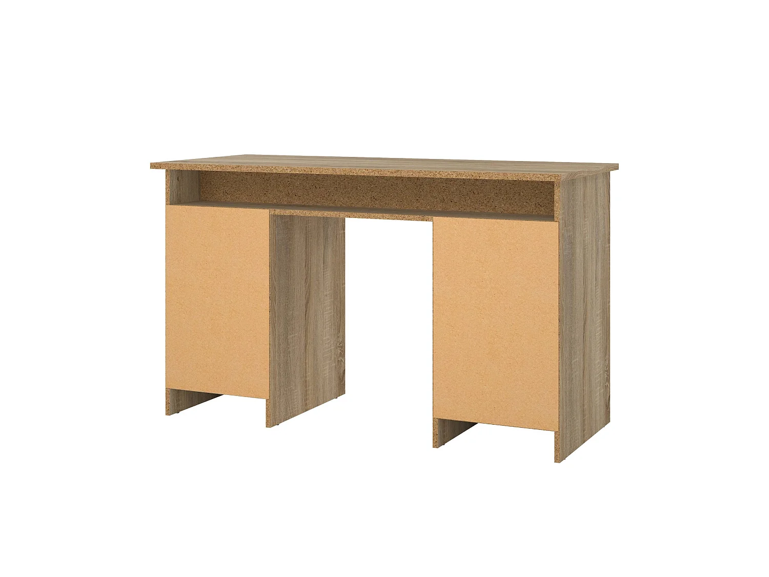 Bureau Shanshan, 3 laden, 126x55x76h cm eikenbruin, 1 deur, kleur blad bruin