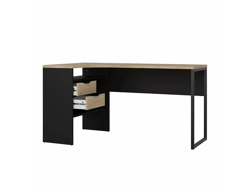 Bureau Moire, 2 tiroirs, 145x81x76,8h cm Noir