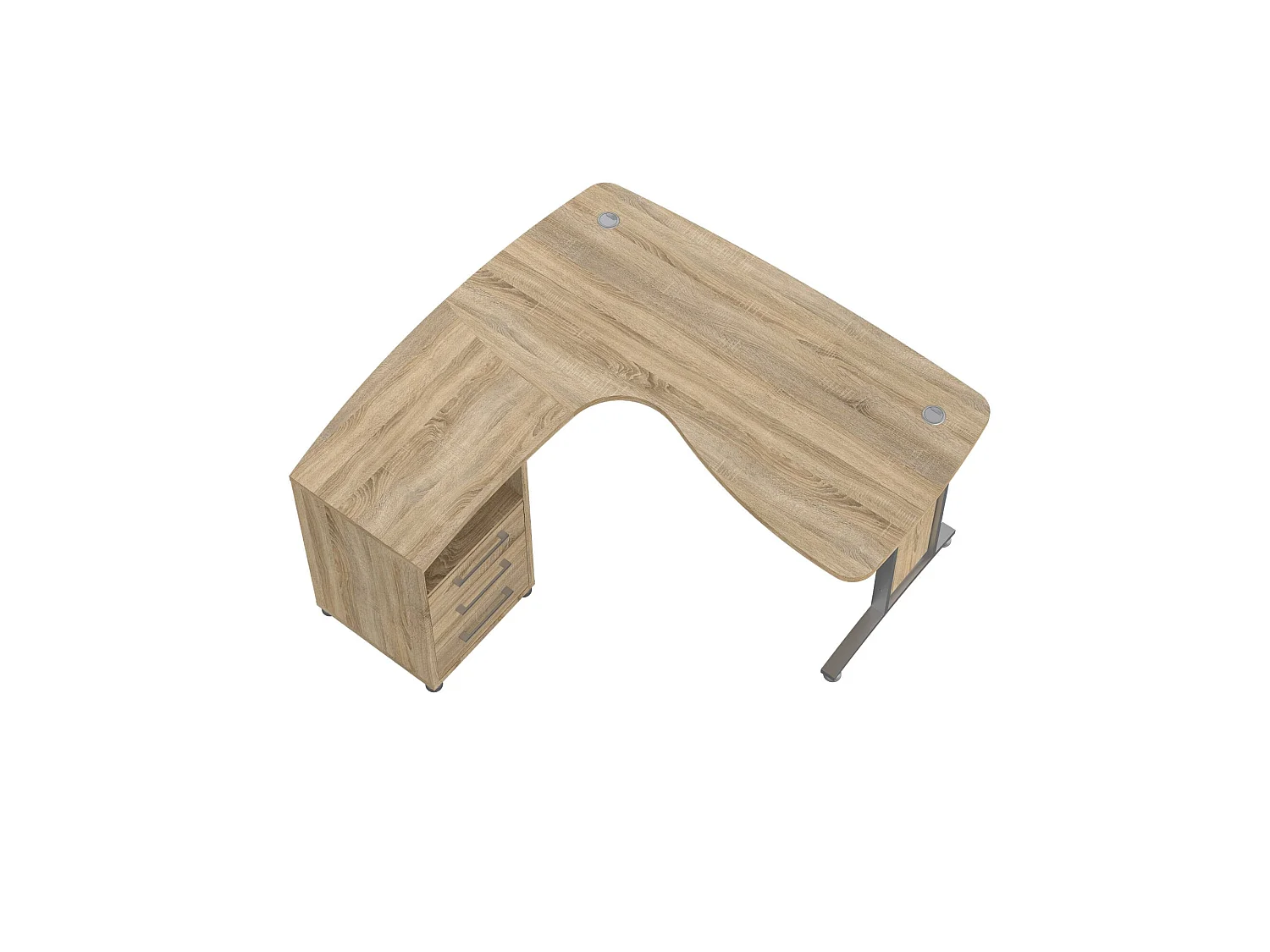 Escritorio Estong, esquinero, 159x150x75h cm gris, 3 cajones, tablero en madera melaminada