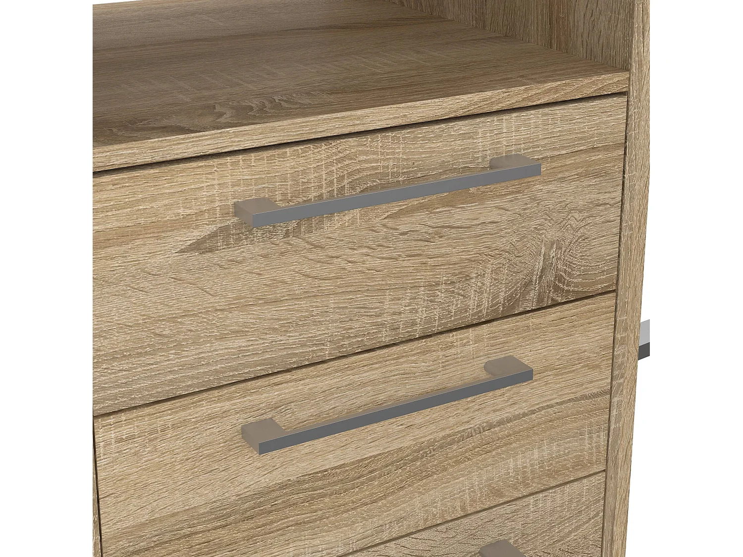 Escritorio Estong, esquinero, 159x150x75h cm gris, 3 cajones, tablero en madera melaminada