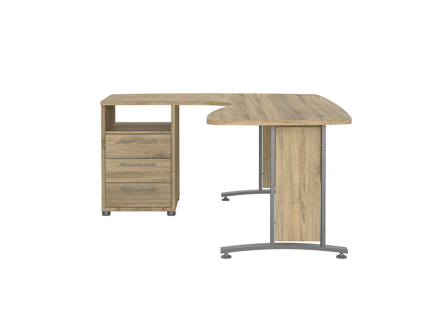 Schreibtisch Estong, 3 Schubladen, 150,4x159x75,4h cm Grau