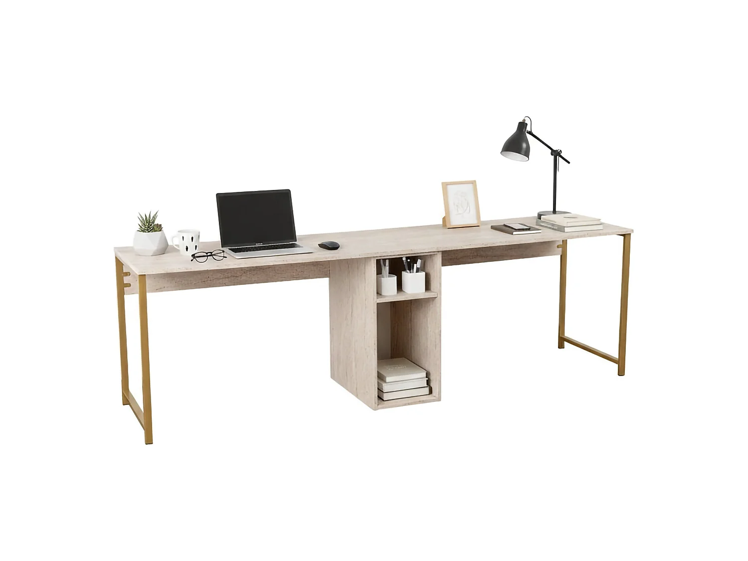 Bureau Violet, une Étagère, 60x240x74h cm or