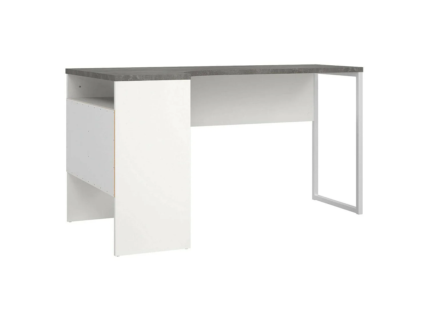 Escritorio Moire, un estante, 145x81x77h cm blanco, 2 cajones, un compartimento