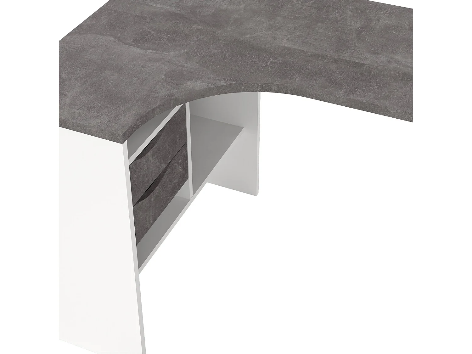 Escritorio Moire, un estante, 145x81x77h cm blanco, 2 cajones, un compartimento