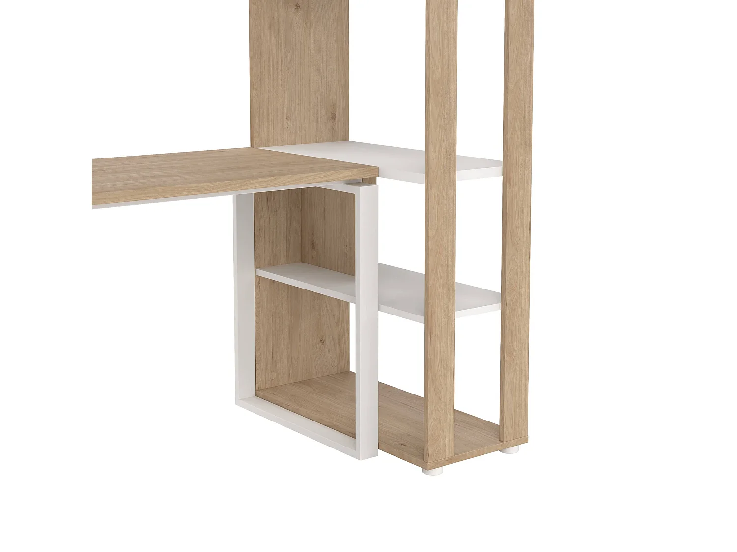 Escritorio Etienne, 4 estantes, 184x80x205h cm roble marrón, un cajón, 5 compartimentos