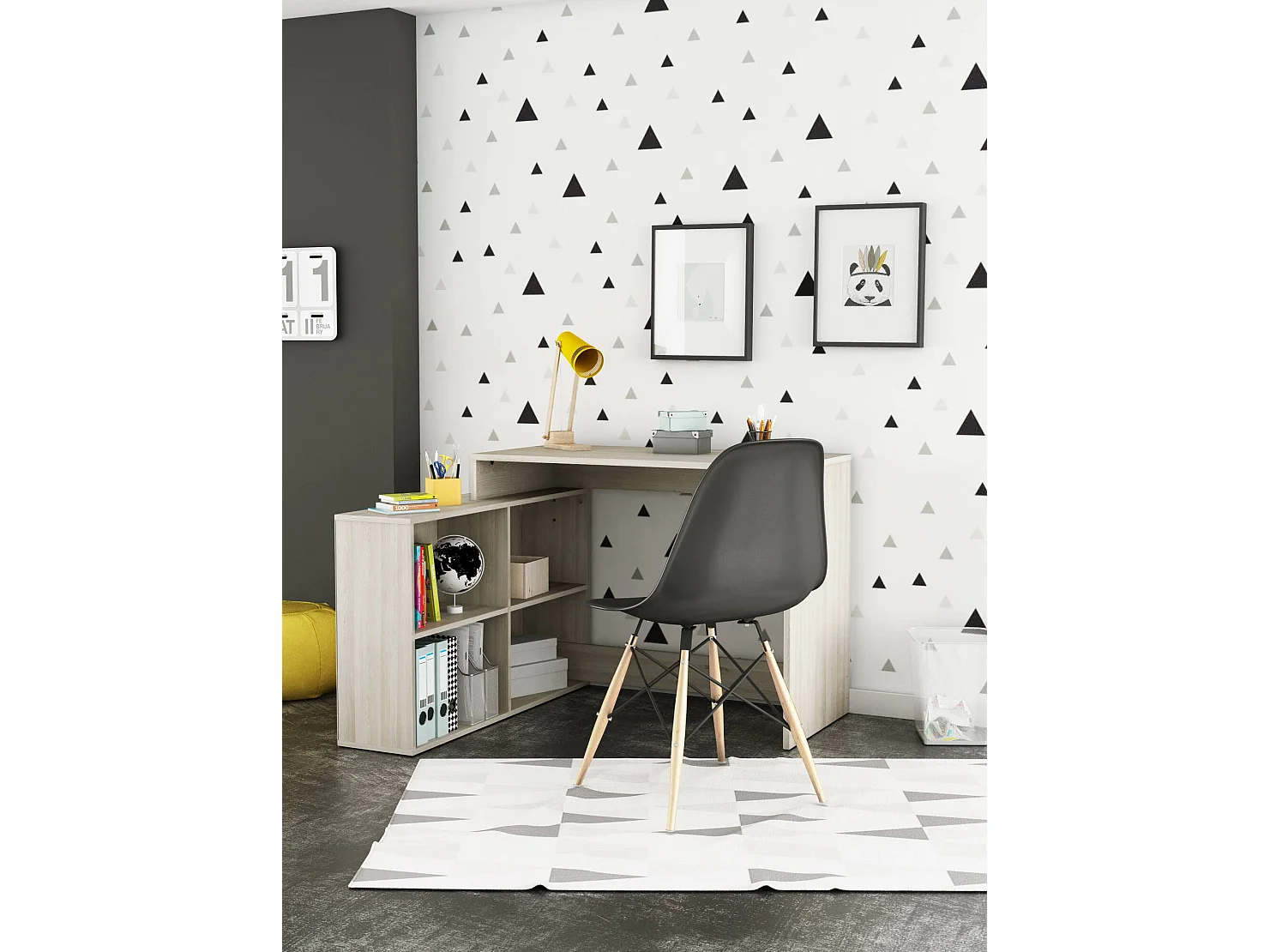 Bureau d'angle Kyarr, 100,7x111,9x76,7h cm, Blanc