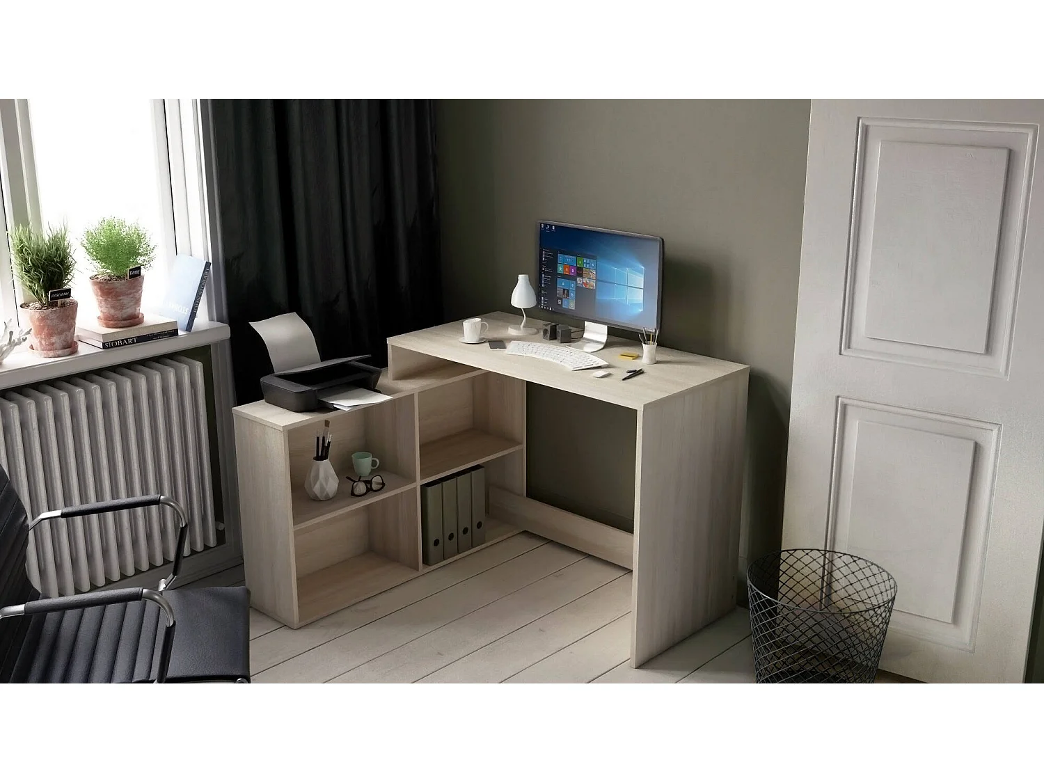 Bureau d'angle Kyarr, 100,7x111,9x76,7h cm, Blanc