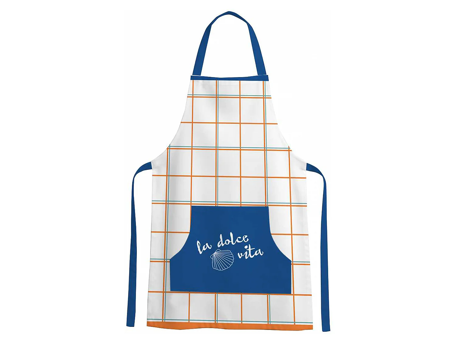 Tablier de cuisine Palitoba, Lavable en machine à 30°, bleu, Structure jaune