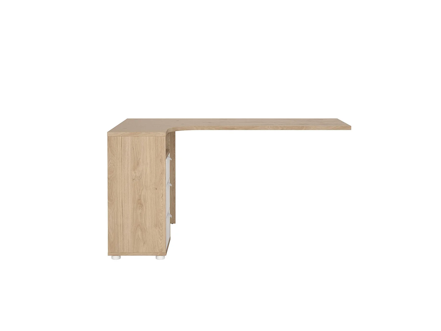Escritorio Peipah, 3 cajones, 150x100x76h cm, marrón roble, tablero en madera melaminada, tono roble