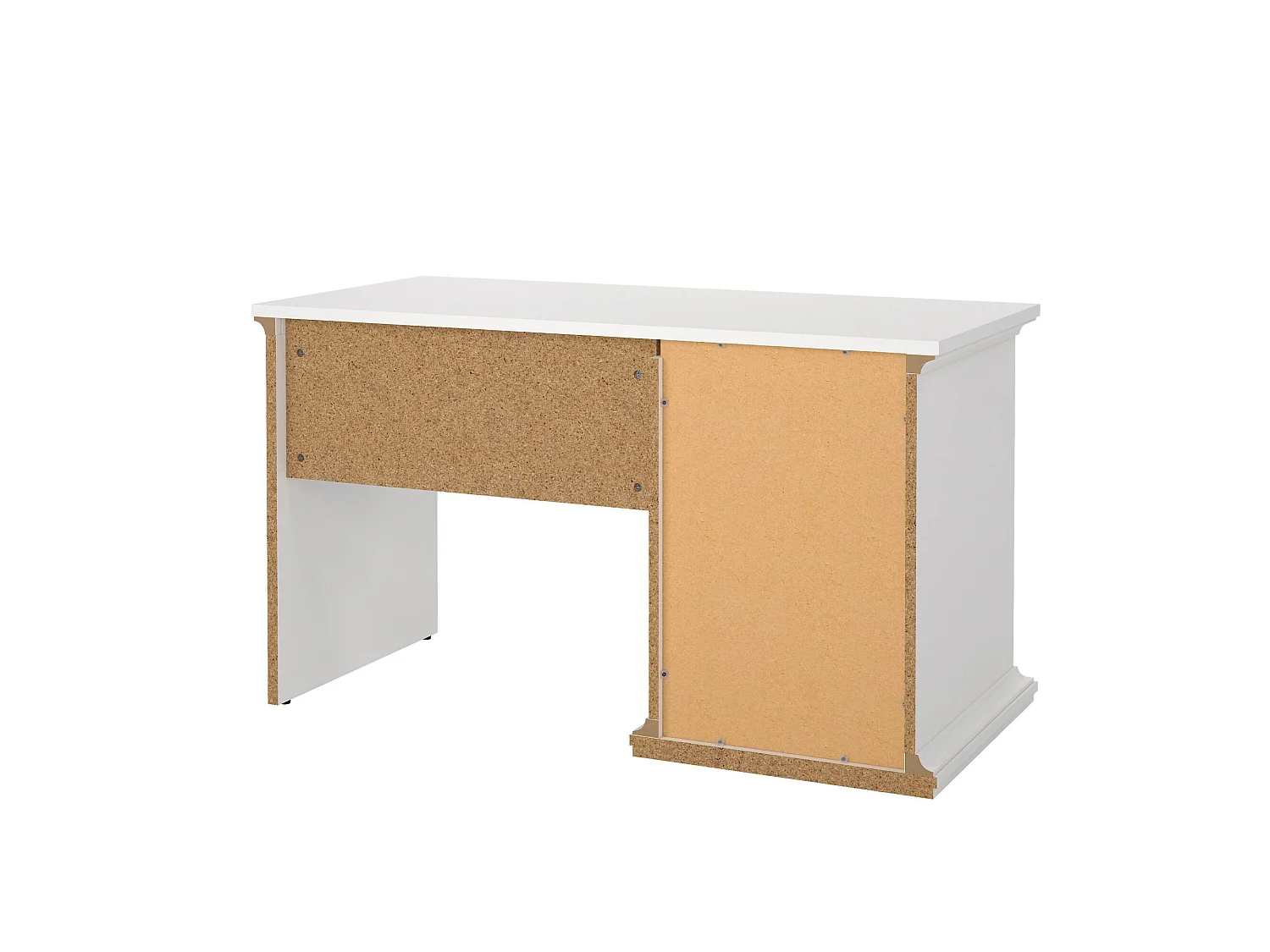 Escritorio Agia, 3 cajones, 130x62x74h cm blanco, un compartimento, tablero en madera melaminada