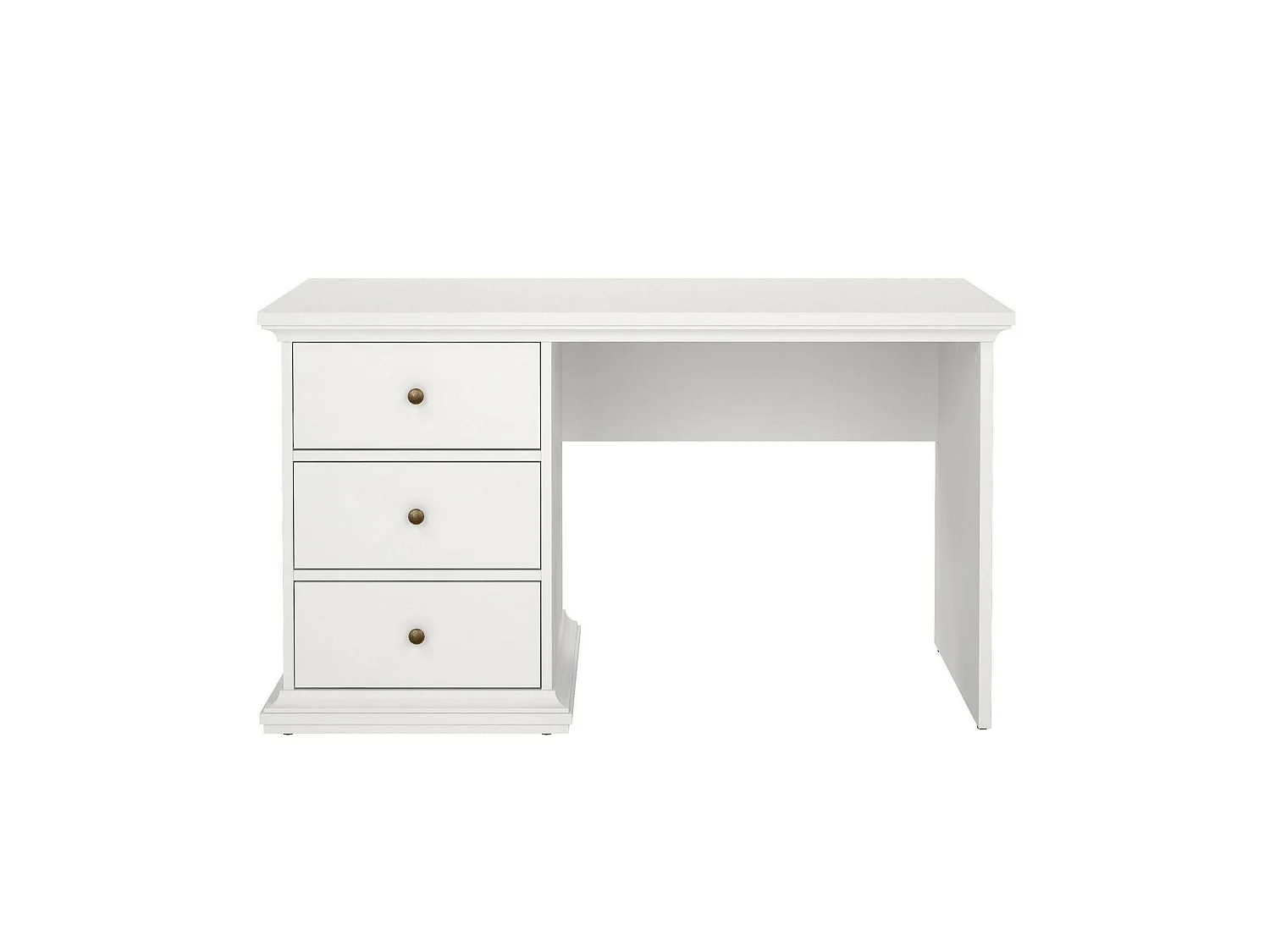 Escritorio Agia, 3 cajones, 130x62x74h cm blanco, un compartimento, tablero en madera melaminada