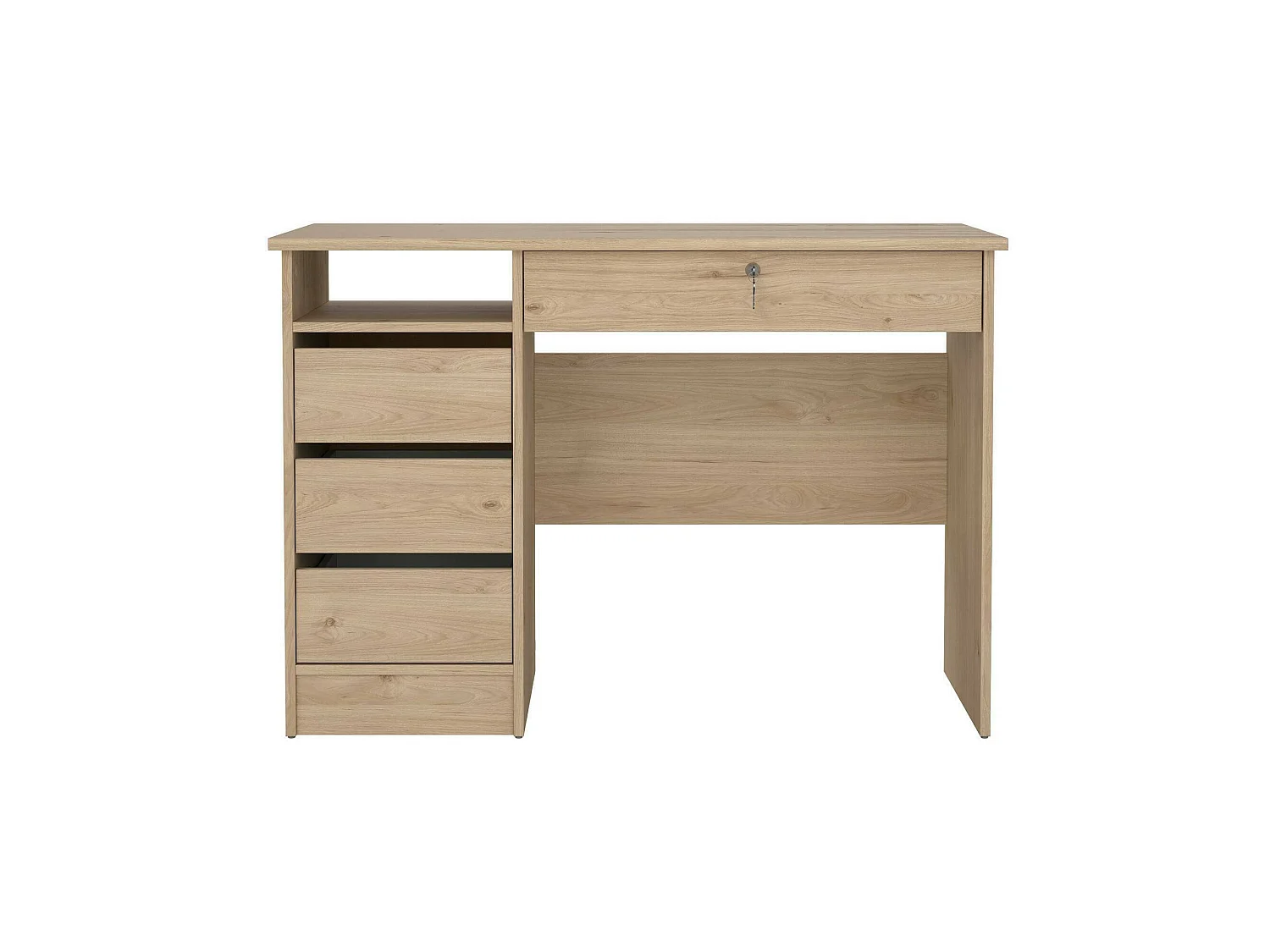 Bureau Franklin, 4 lades, 109x49x76h cm eikenbruin, kleur blad bruin, kleurtint frame eiken