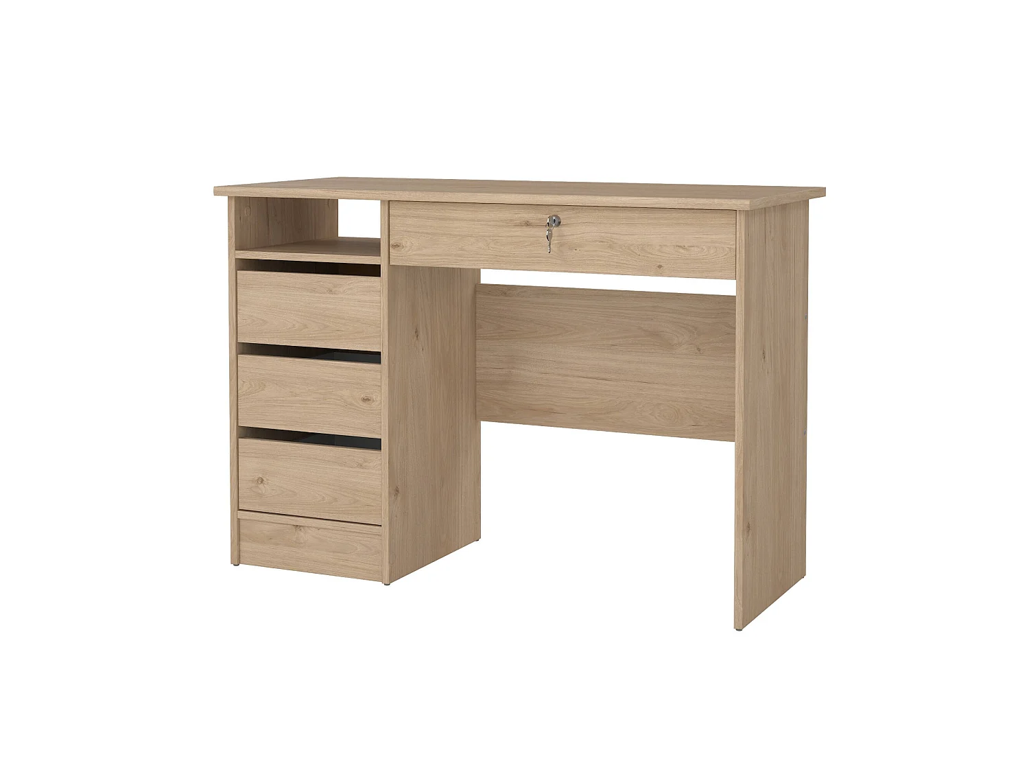 Bureau Franklin, 4 lades, 109x49x76h cm eikenbruin, kleur blad bruin, kleurtint frame eiken