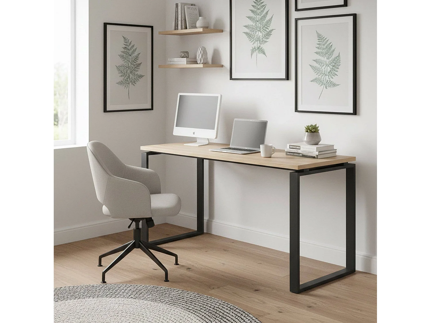 Scrivania Arignano, Materiale Struttura in Legno Nobilitato, 60x150x75.6h cm Grigio