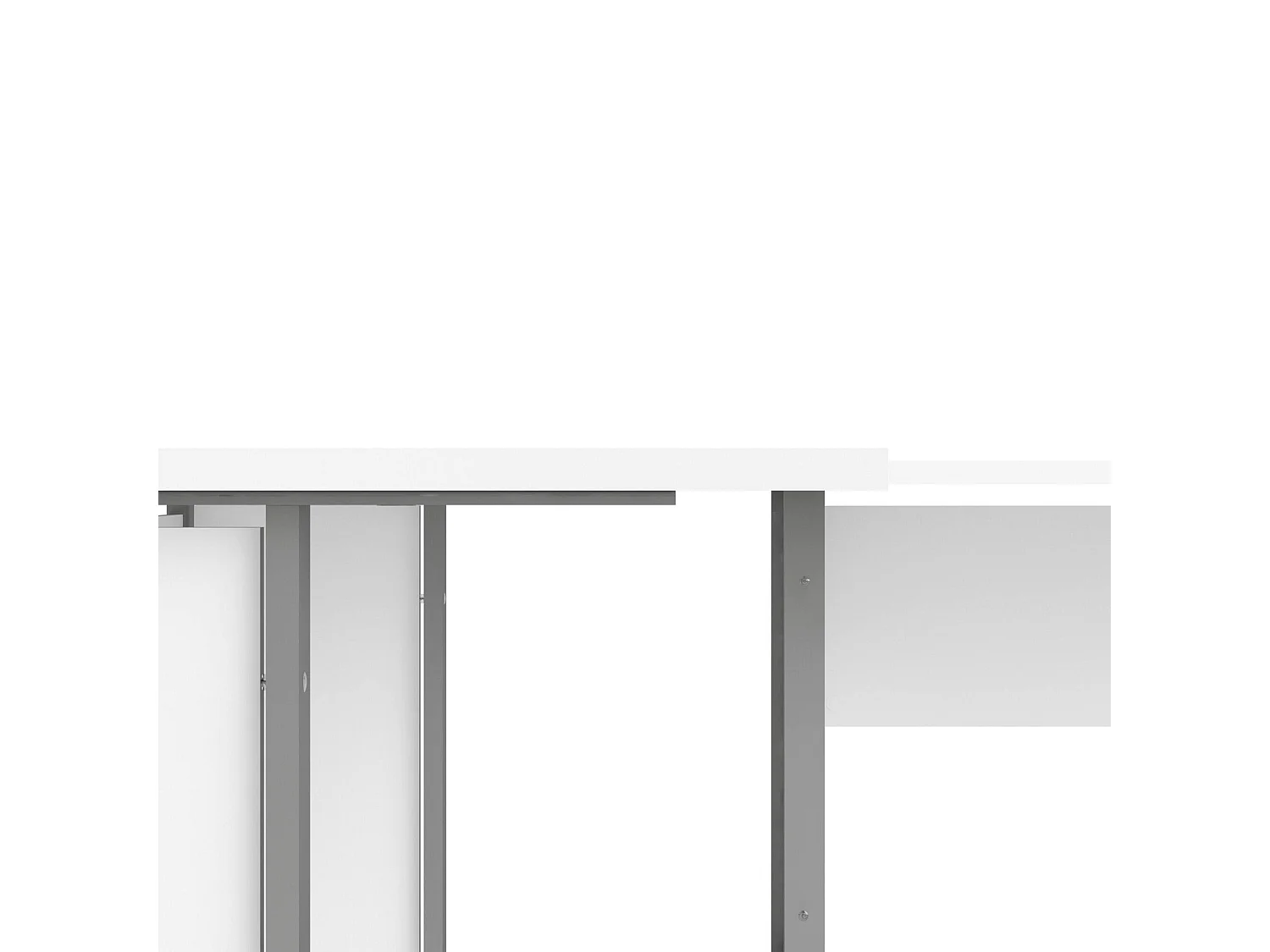 Escritorio Heling, esquinero, 200x200x75h cm blanco, color de estructura gris, tablero de madera melaminada